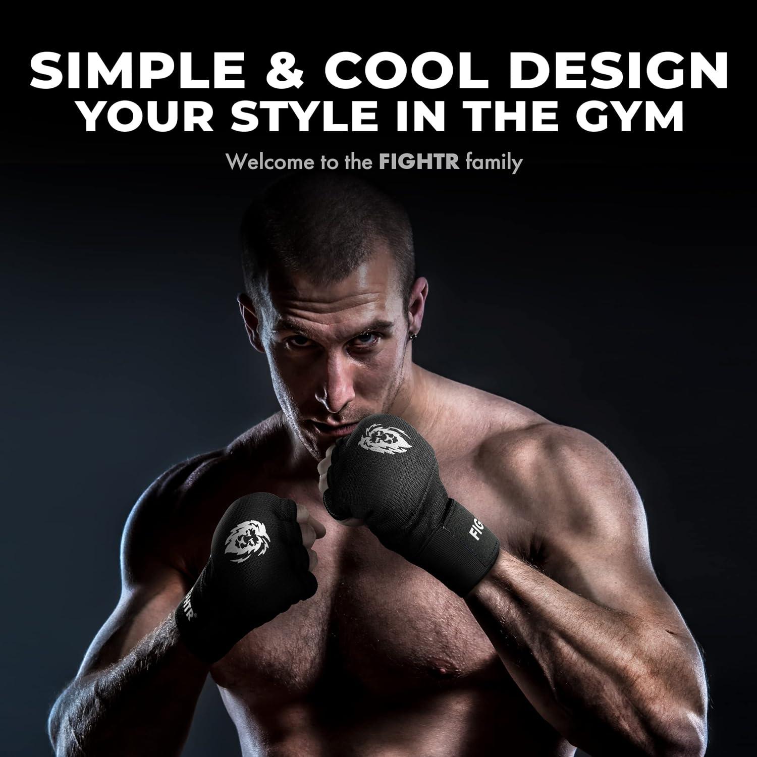 Guantes Internos FIGHTR - Gel para Boxeo y MMA, Negro, Pequeño