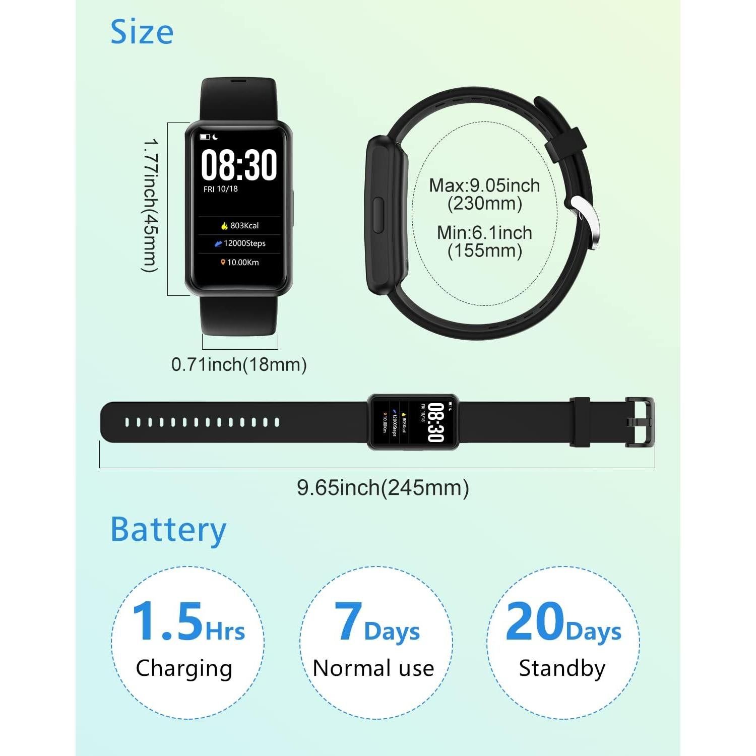 Reloj de Fitness Cloudpoem S2 Negro IP68 Pedométrico