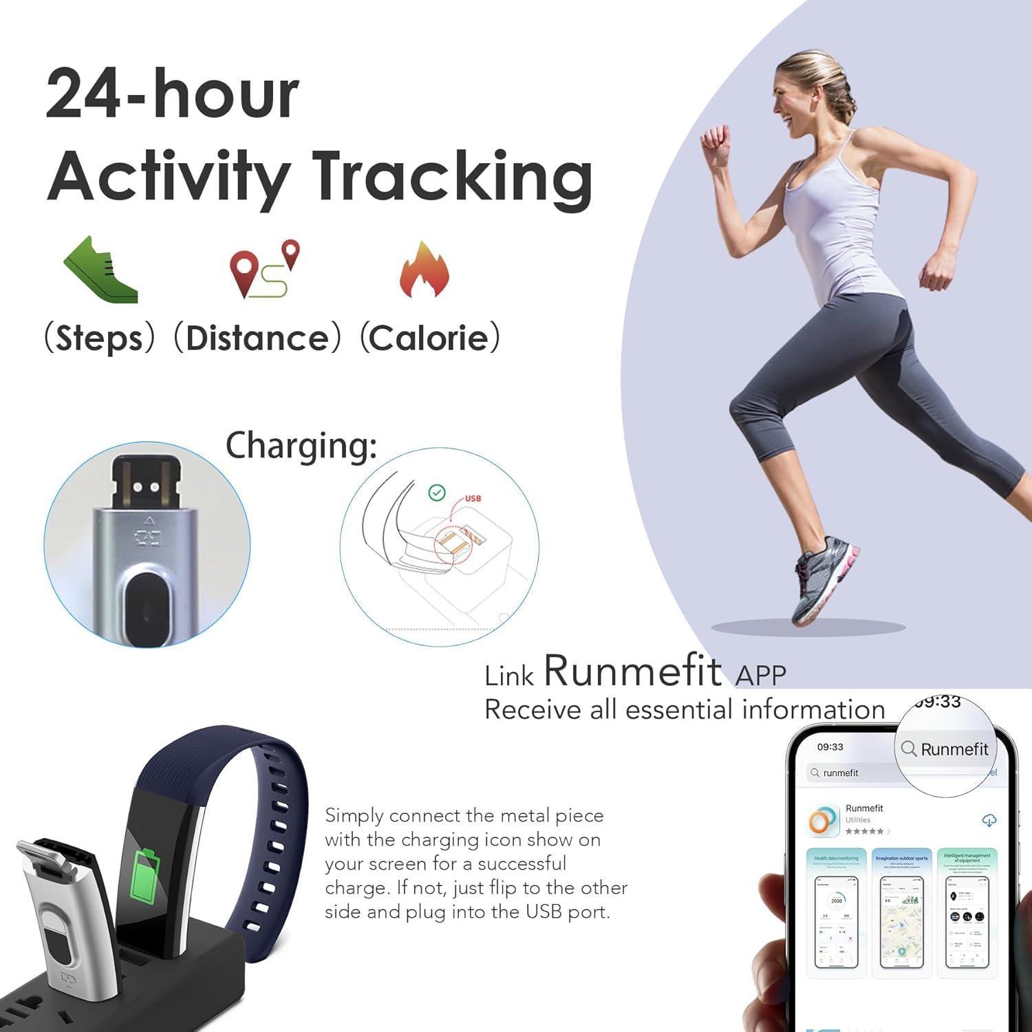 Fitness Tracker for Men and Women,Fitness Watch Waterproof with Activity Tracker and Sleep Monitor,Smart Watch for Android and iOS Phones(Blue)……