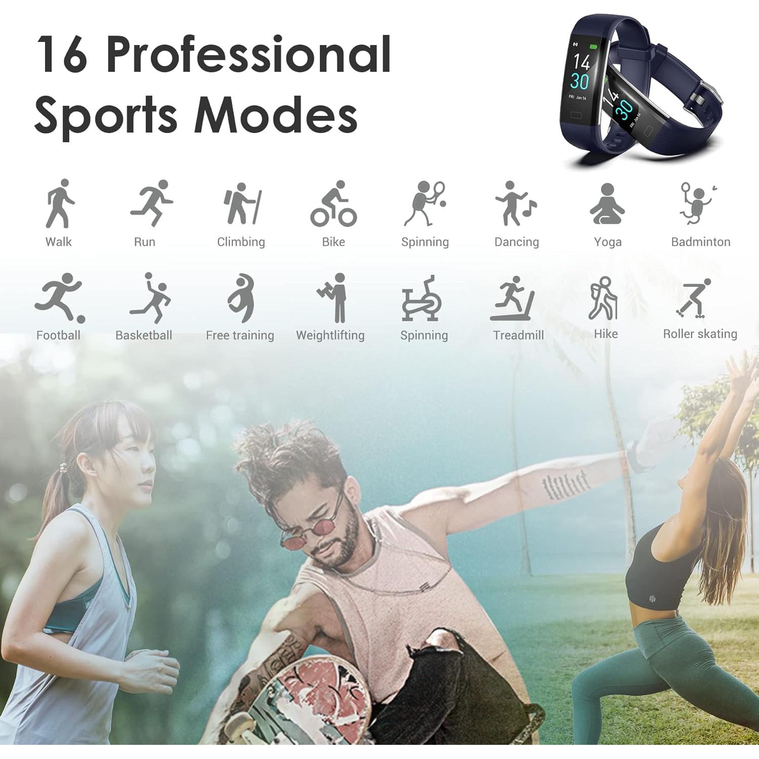 Fitness Tracker for Men and Women,Fitness Watch Waterproof with Activity Tracker and Sleep Monitor,Smart Watch for Android and iOS Phones(Blue)……