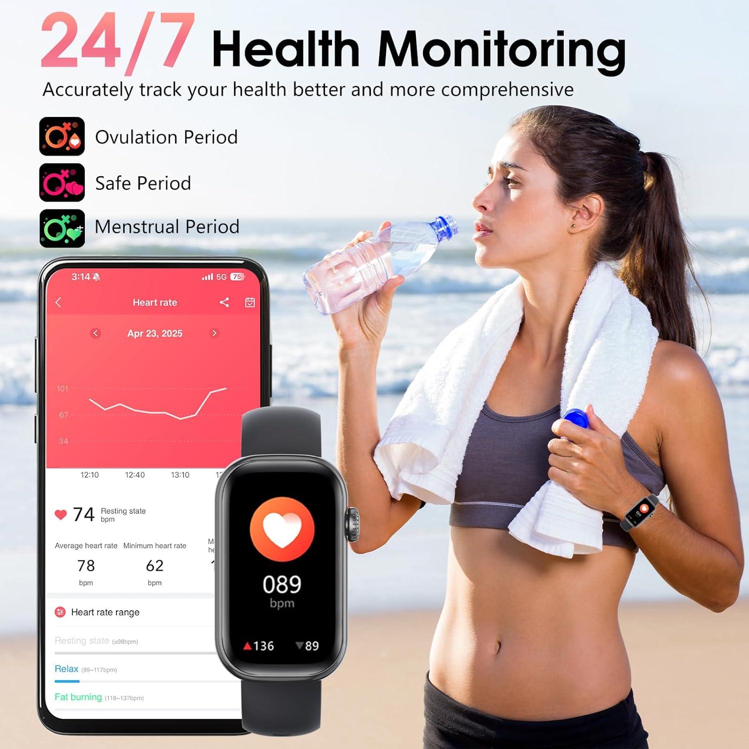 Reloj Inteligente VUHIGIB con Monitoreo de Salud 24/7 - Negro
