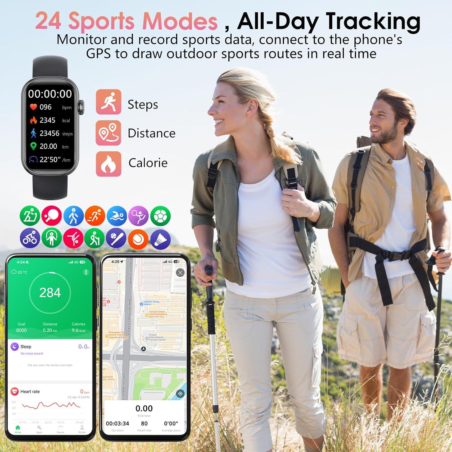 Reloj Inteligente VUHIGIB con Monitoreo de Salud 24/7 - Negro