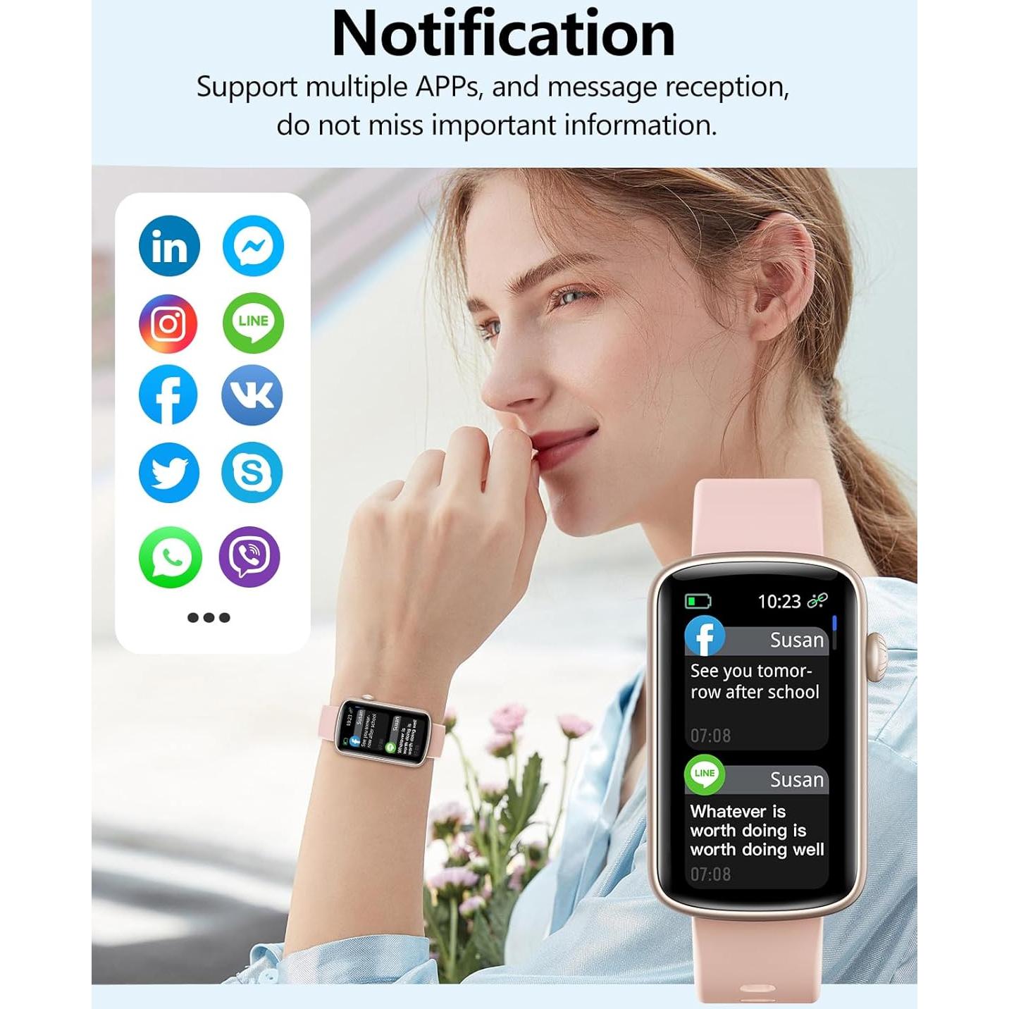 Rastreador de Fitness SHANG WING Rosa IP68 Monitor Salud