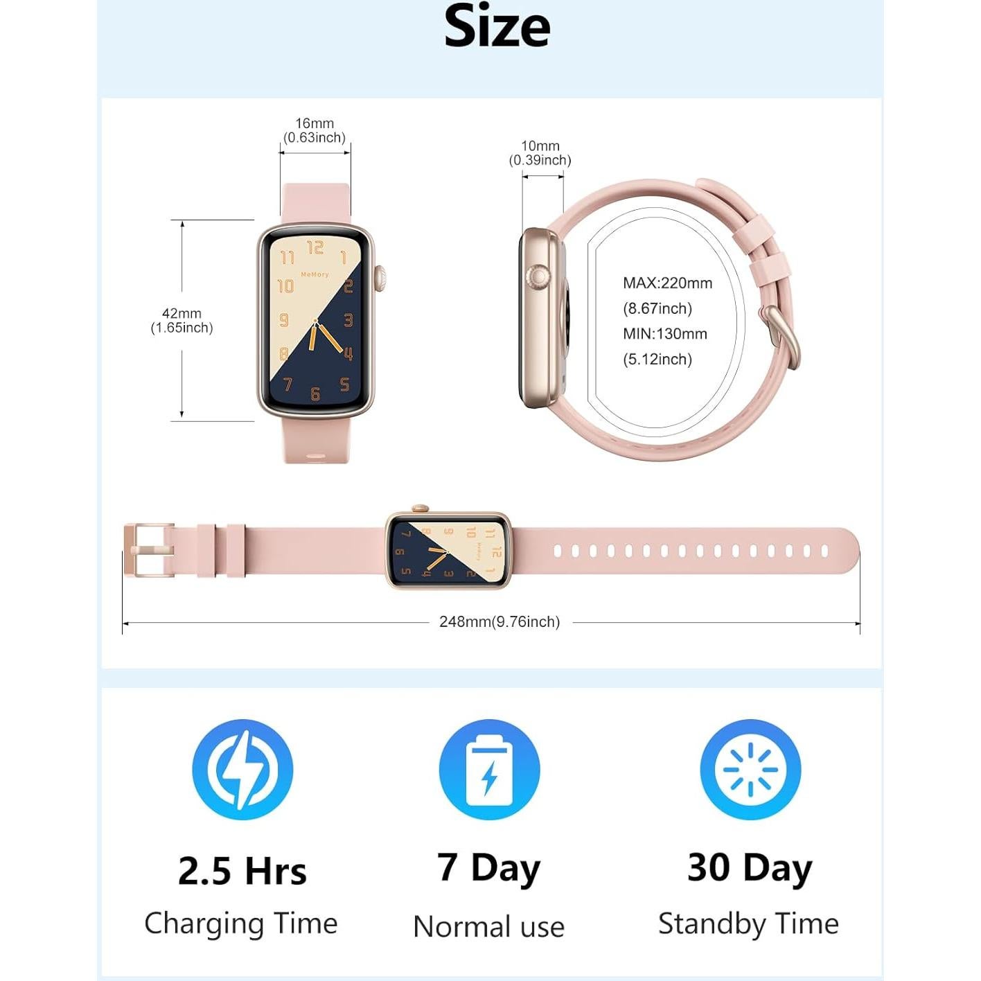 Rastreador de Fitness SHANG WING Rosa IP68 Monitor Salud