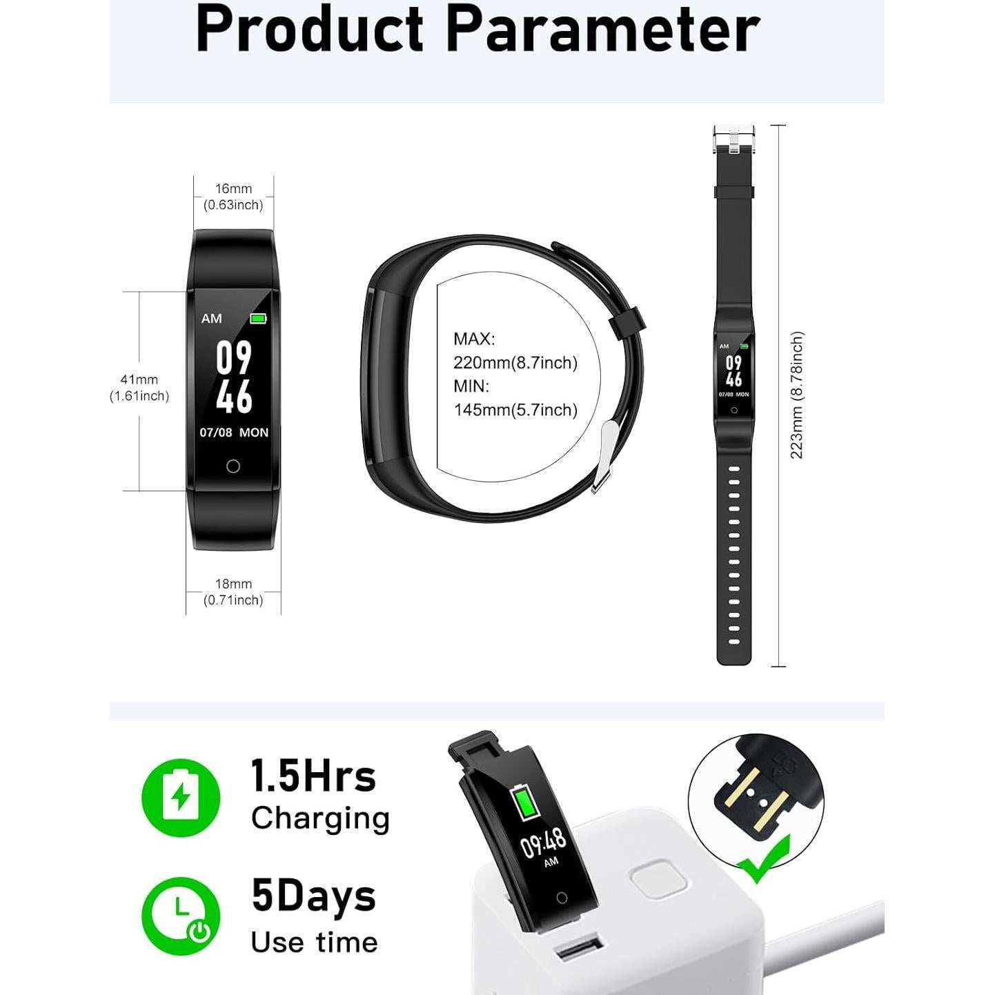 Reloj Pedométrico GRV S1A-2 Sin Bluetooth Impermeable Negro