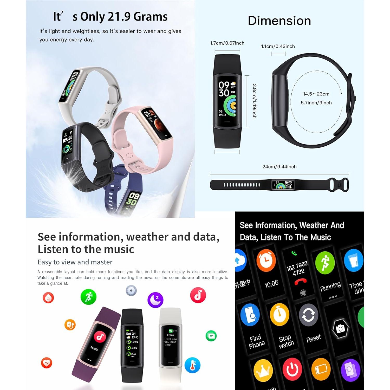 Rastreador de Fitness Excelpeakia, 25 Modos, Monitor de Salud