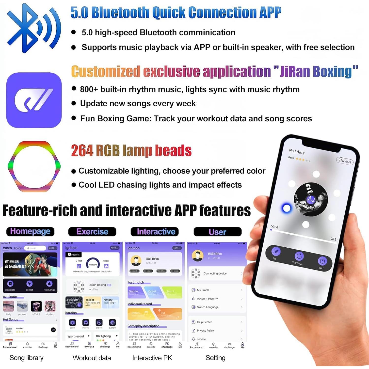 Máquina de Boxeo Musical EPHESPORT L1 - Entrenador Interactivo