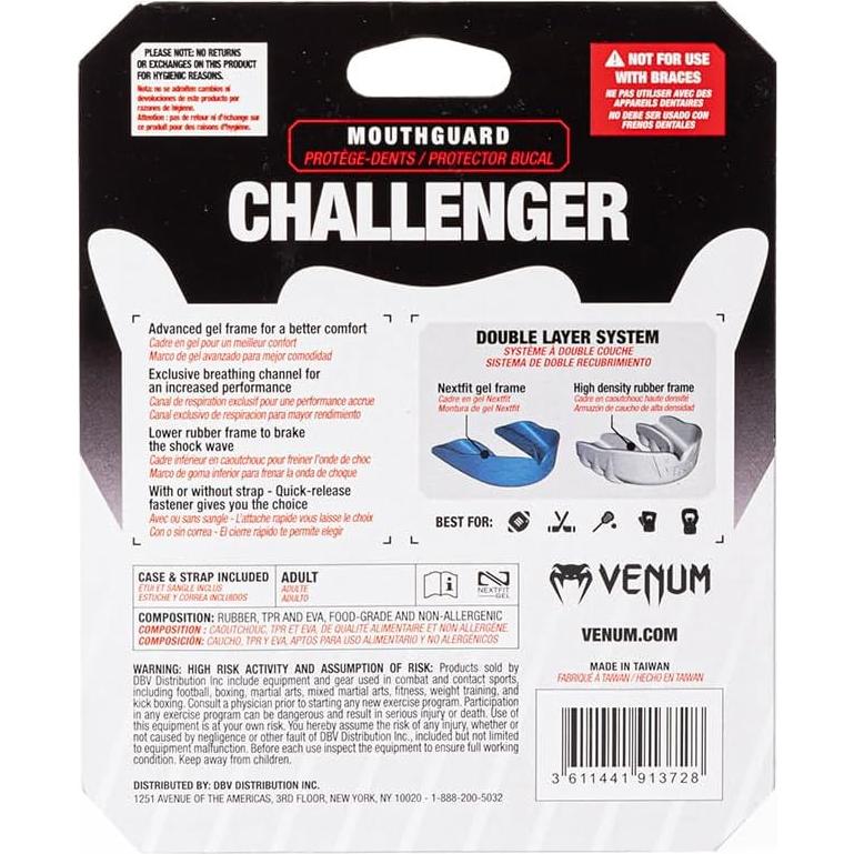 Protector Bucal Venum Challenger Adulto Negro/Azul con Correa
