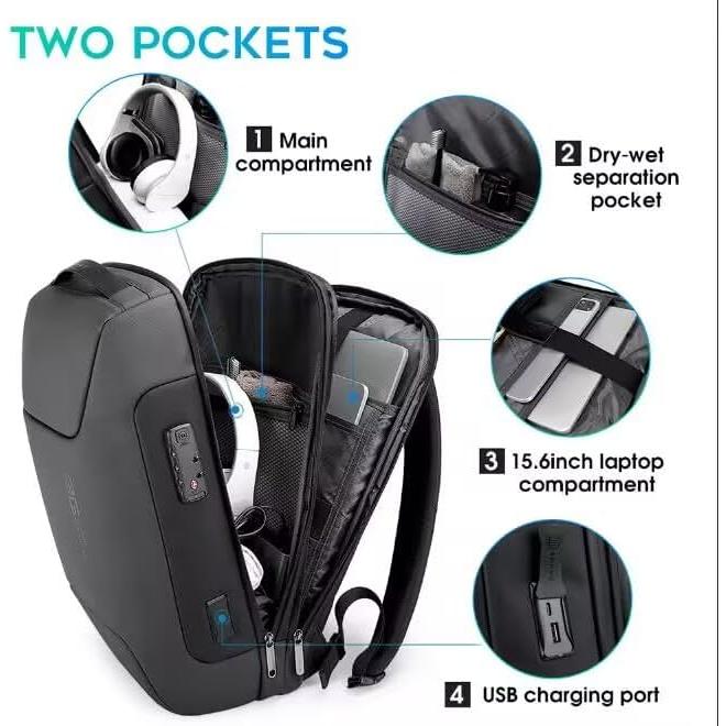 Mochila Antirrobo BANGE para Laptop 15.6" USB Carga Rápida