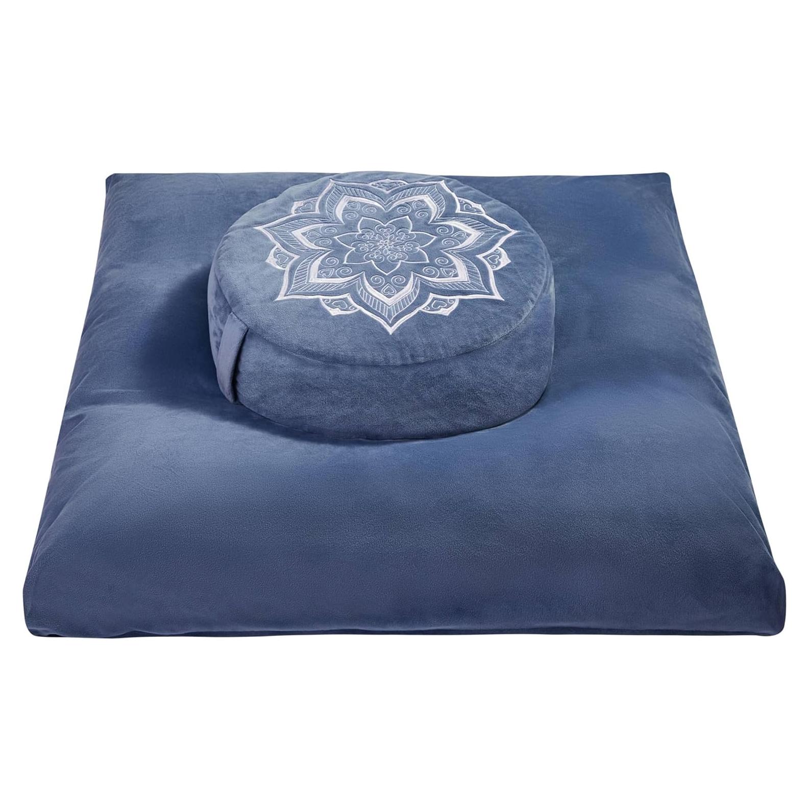 Cojín de Meditación Hunnidspace Azul con Relleno de Trigo Sarraceno y Espuma Viscoelástica