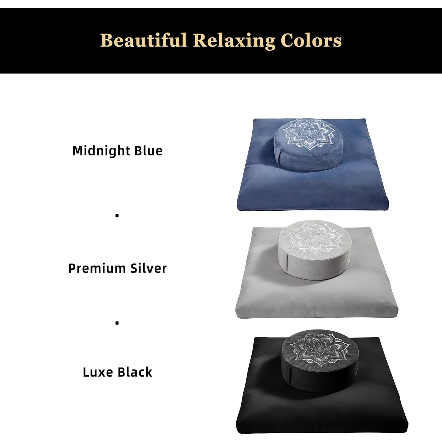 Cojín de Meditación Hunnidspace Azul con Relleno de Trigo Sarraceno y Espuma Viscoelástica