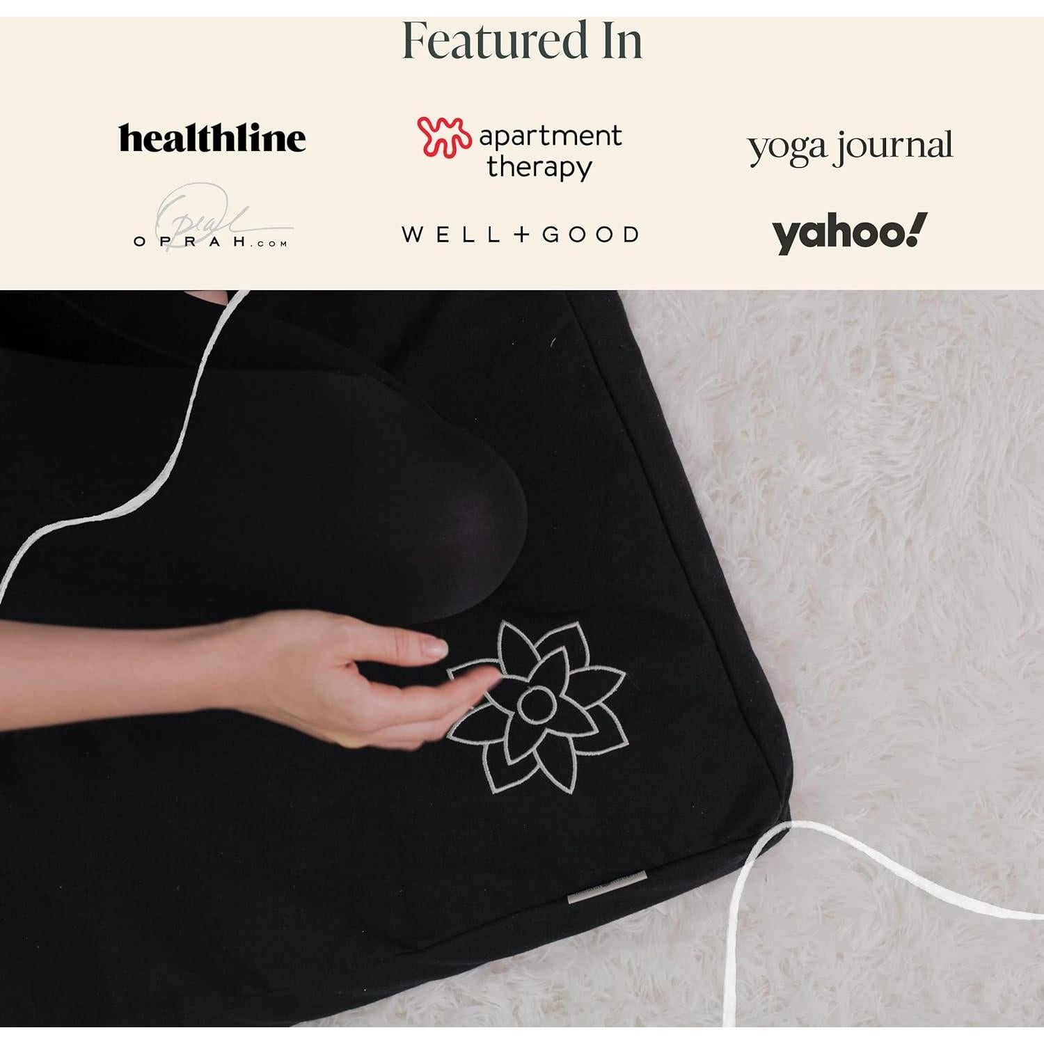 Alfombra de Meditación Zabuton Mindful Modern - Algodón Negro