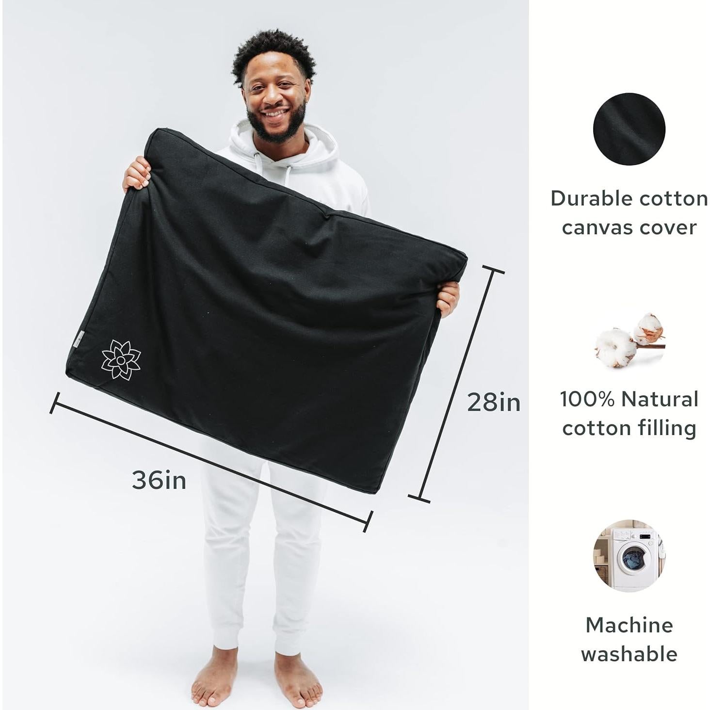 Alfombra de Meditación Zabuton Mindful Modern - Algodón Negro