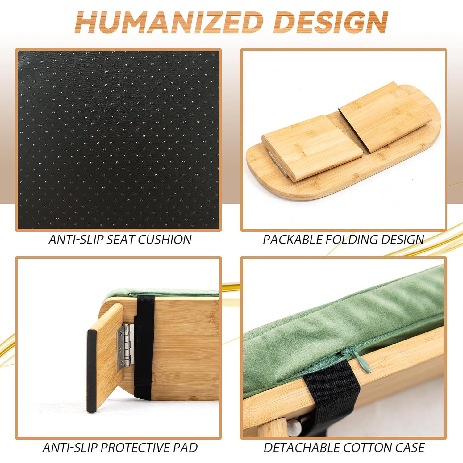 Banco de Meditación Plegable Estleys de Bambú Verde 118 kg