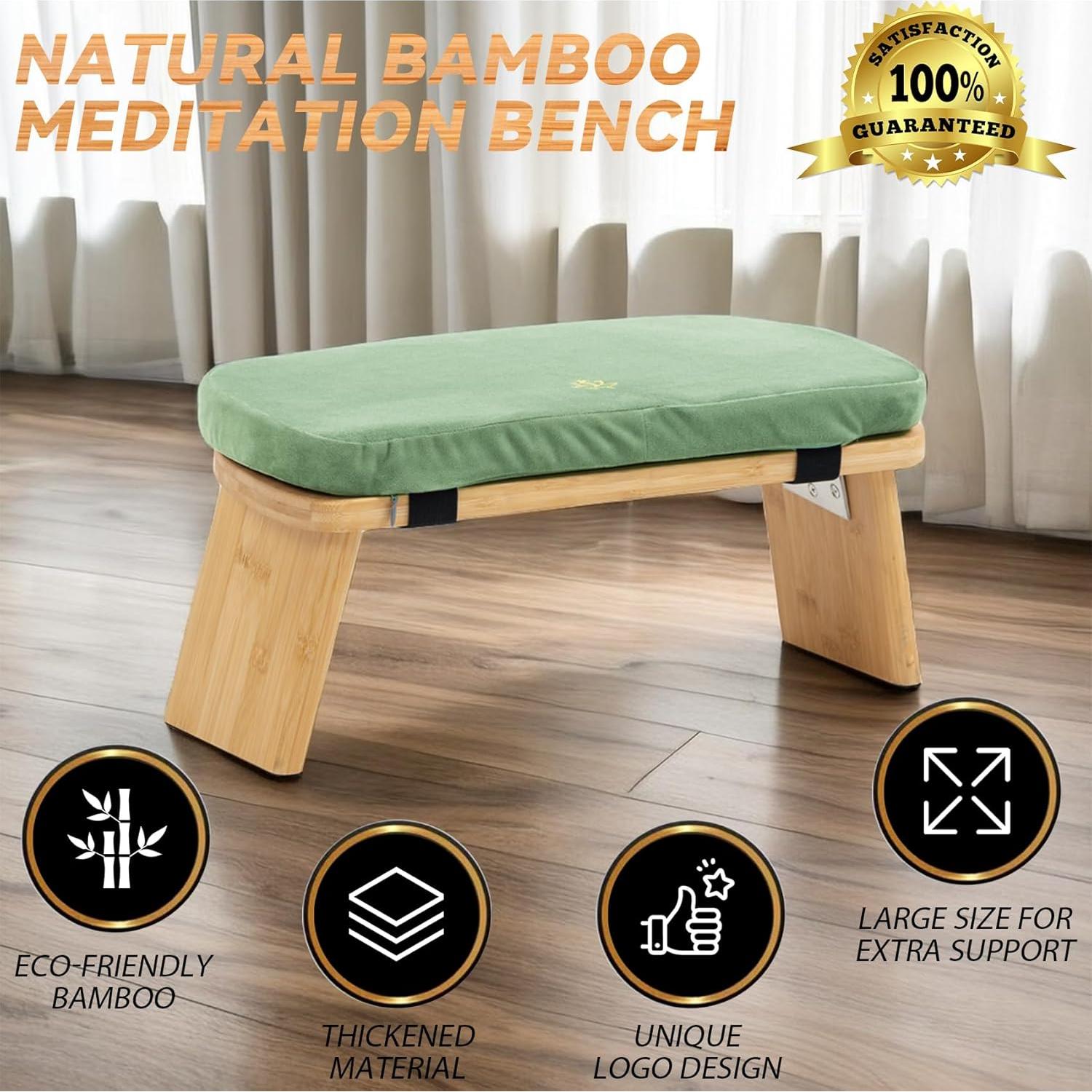 Banco de Meditación Plegable Estleys de Bambú Verde 118 kg