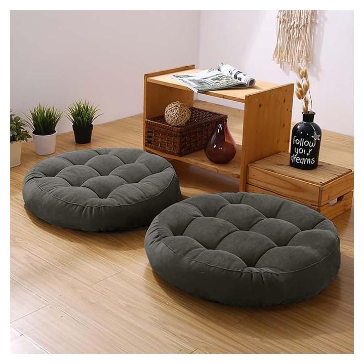 Juego de 2 Almohadas de Suelo Gfobip Terciopelo 42 cm Gris