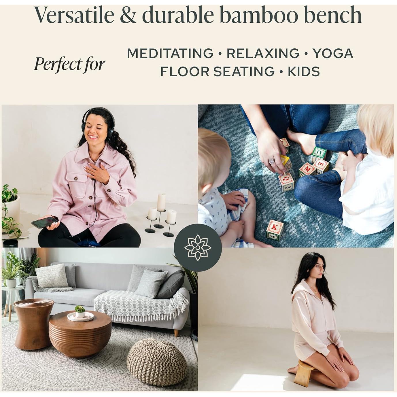 Banco de Meditación Plegable Mindful Modern - Taburete de Bambú