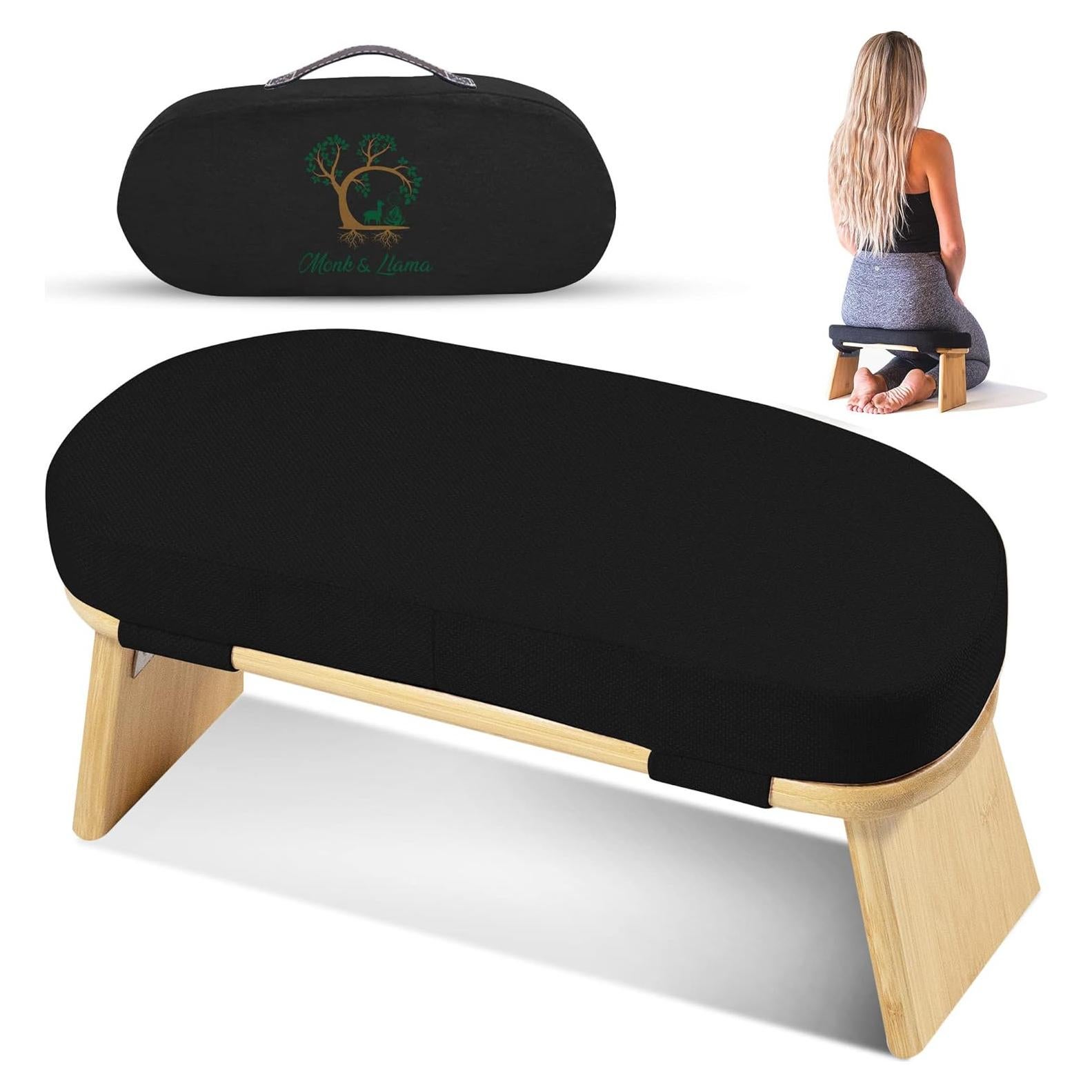 Banco de Meditación Monk & Llama - Plegable de Bambú Ergonómico