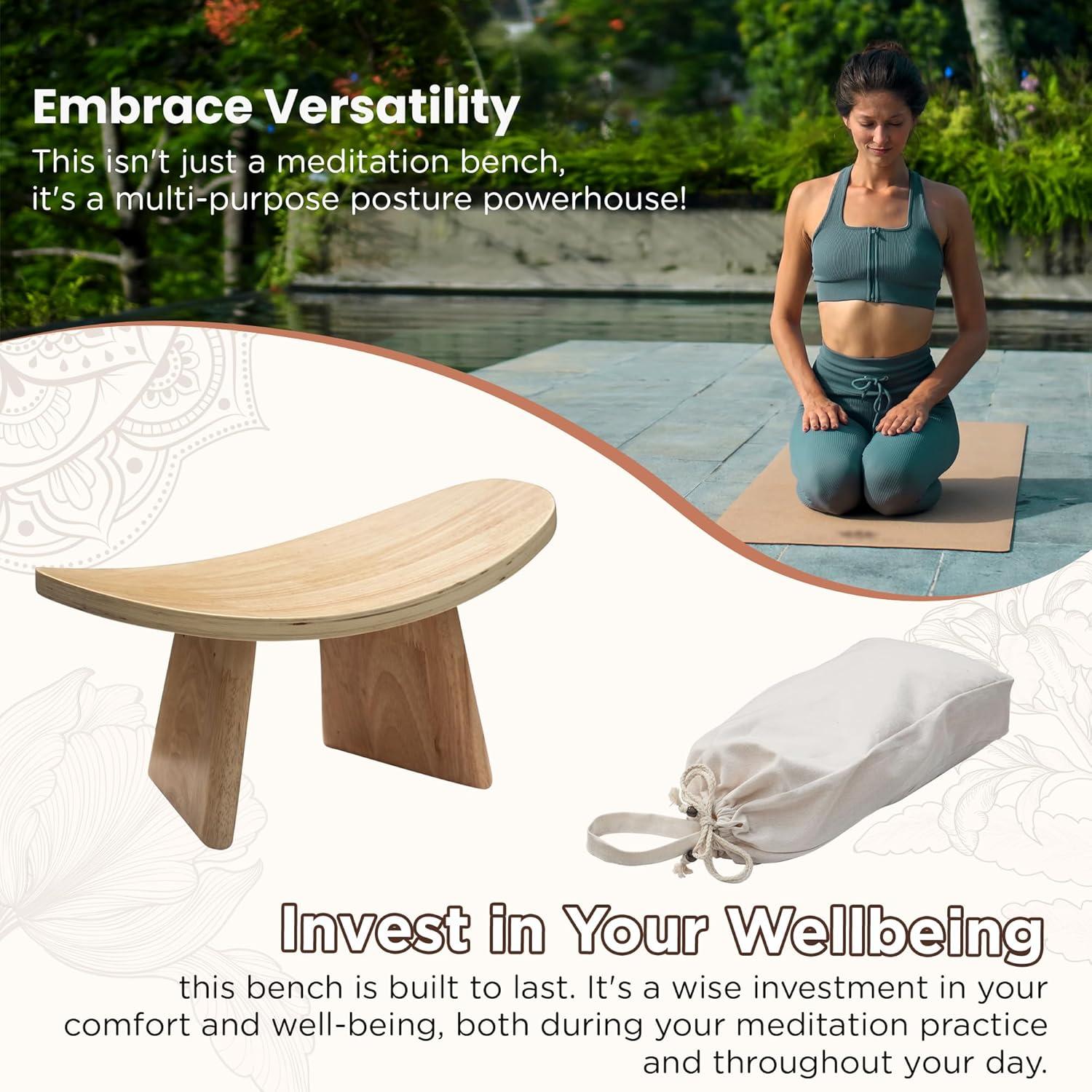 Banco de Meditación Ergonómico ROLUXENTIA Madera Natural 21x41 cm