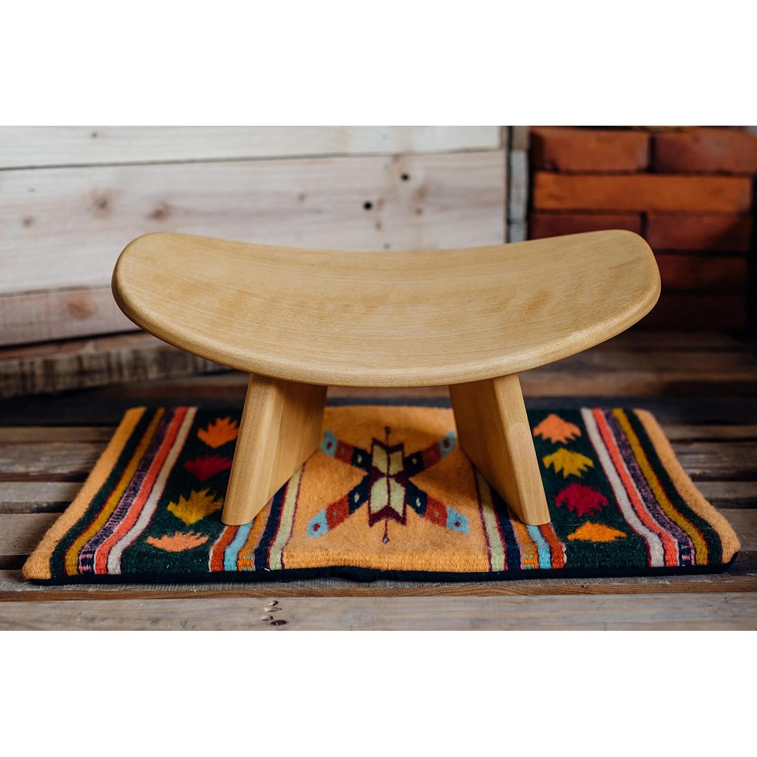 Banco de Meditación IKUKO Bluecony, Madera Ergonómica, 3 Alturas