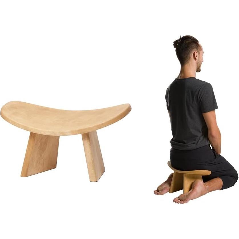 Banco de Meditación IKUKO Bluecony, Madera Ergonómica, 3 Alturas