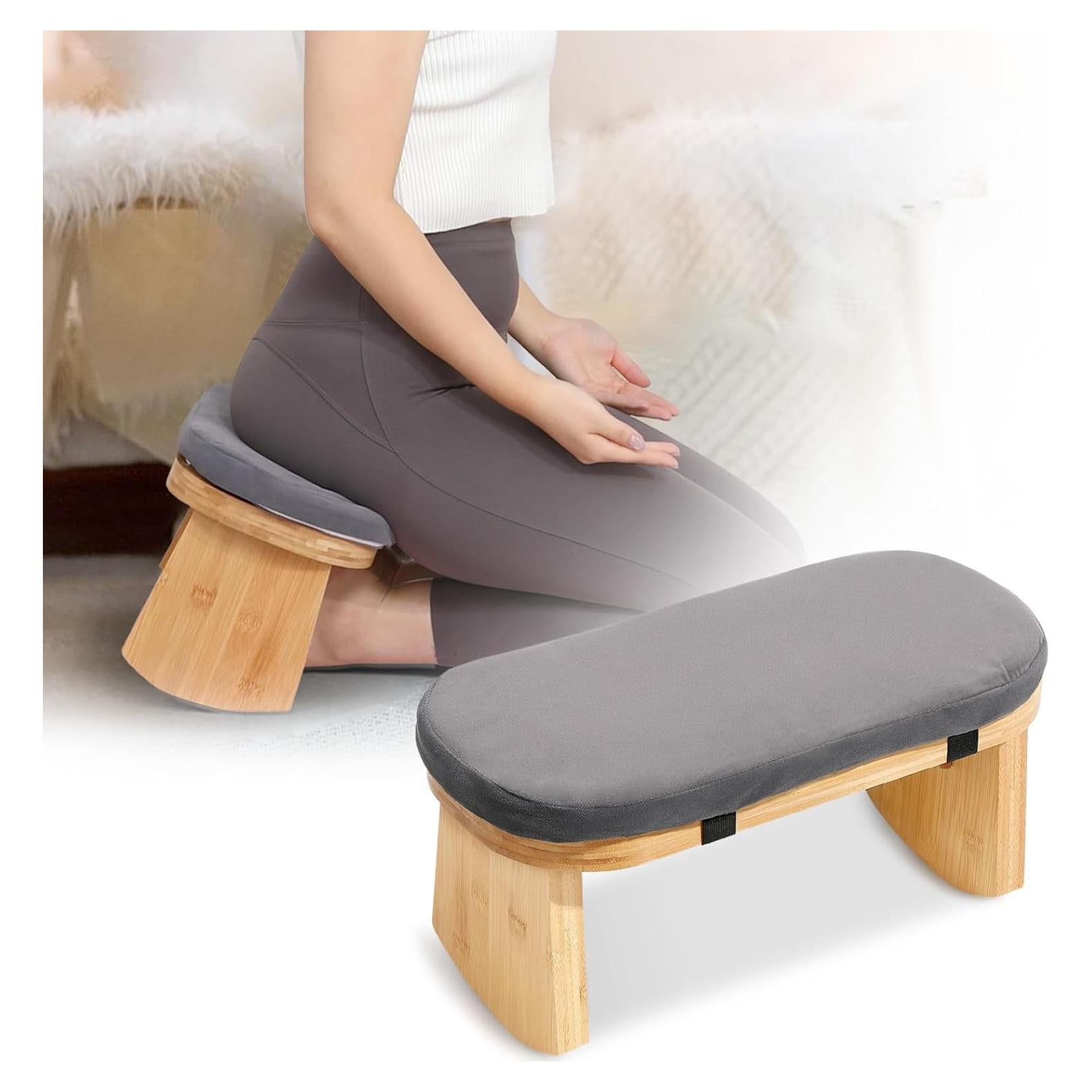 Banco de Meditación Plegable JFNoraiva de Bambú con Cojín