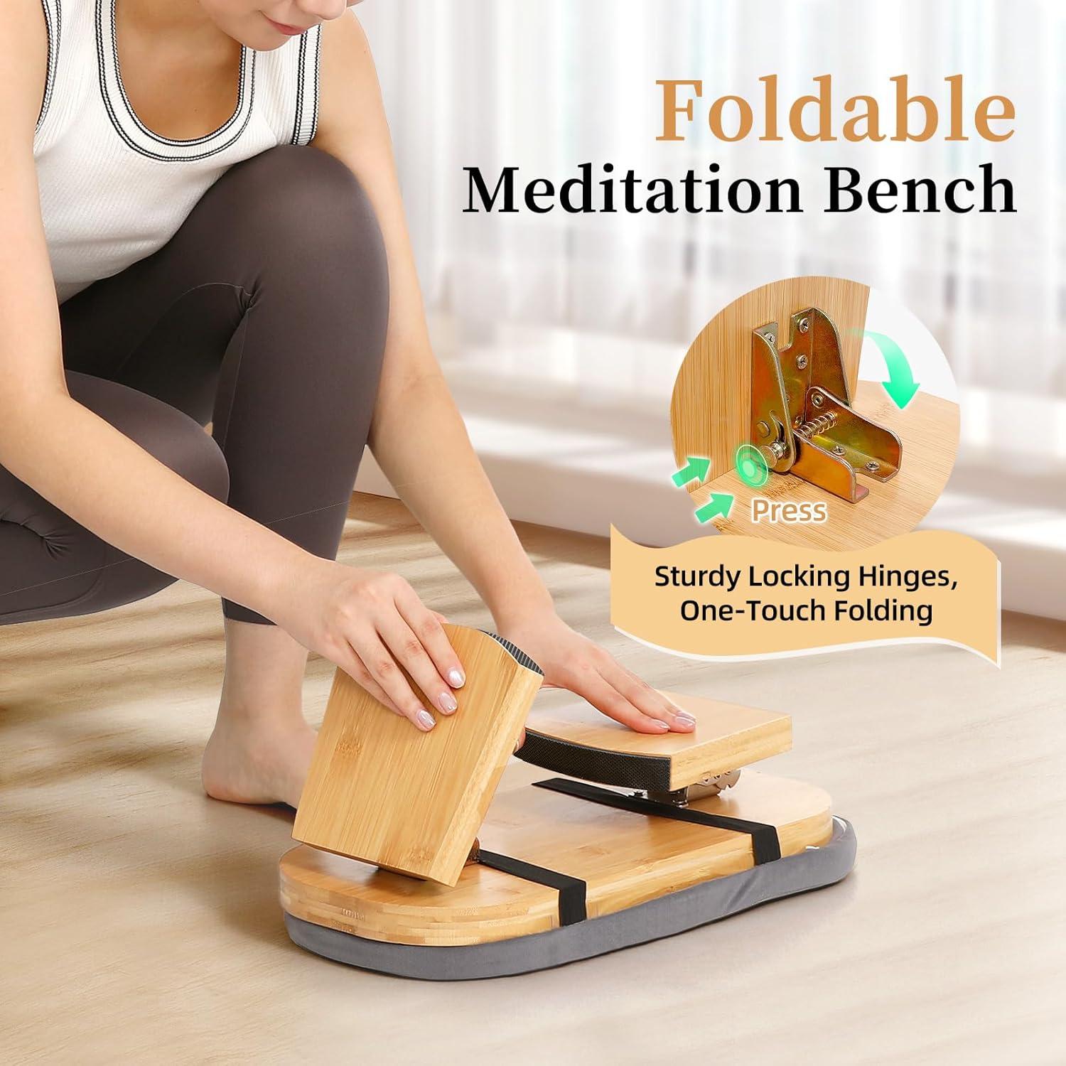 Banco de Meditación Plegable JFNoraiva de Bambú con Cojín