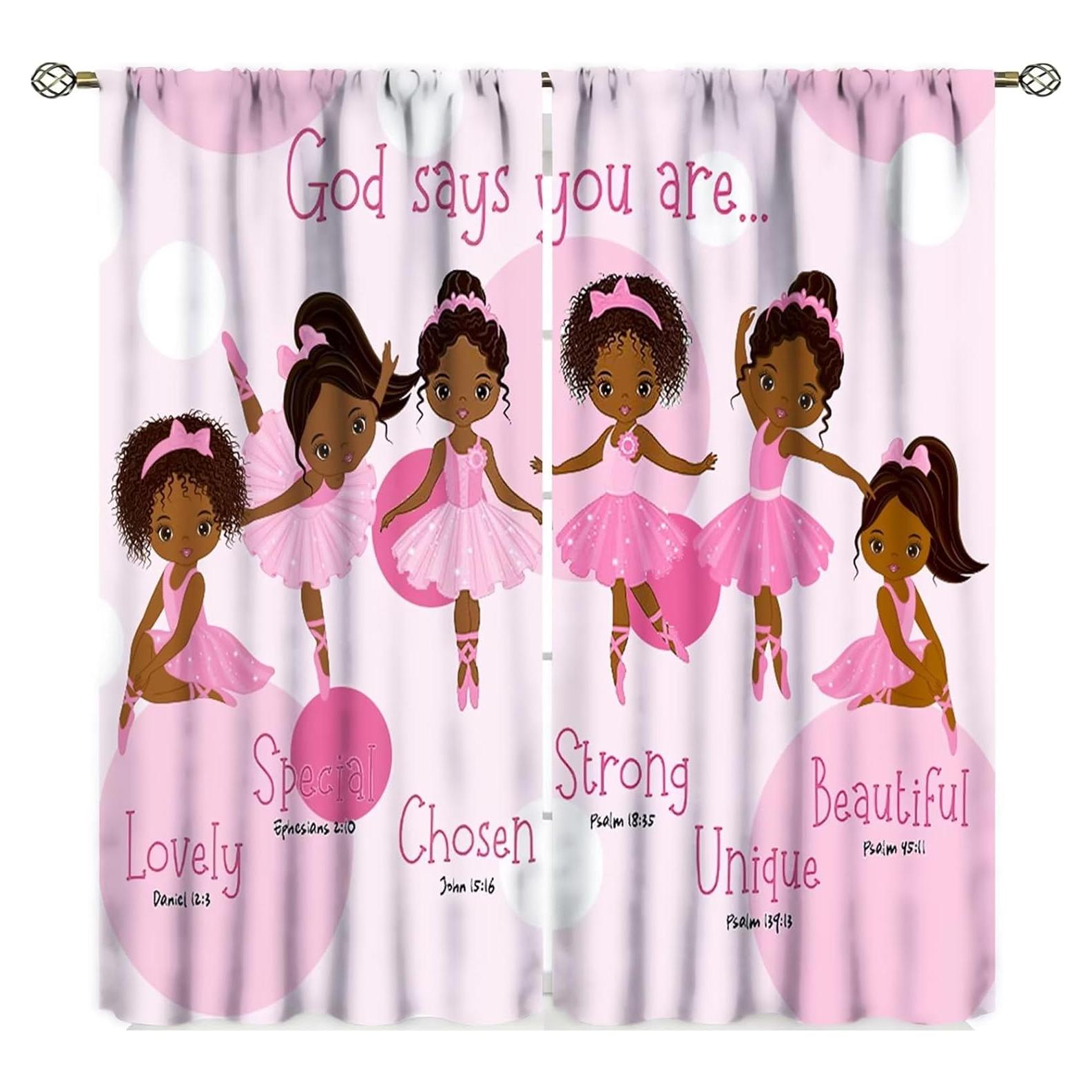 Cortinas para Niñas SXXLDNG 2 Paneles 53x113 cm Rosa