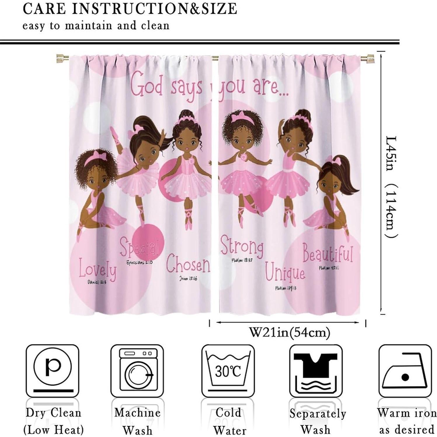 Cortinas para Niñas SXXLDNG 2 Paneles 53x113 cm Rosa