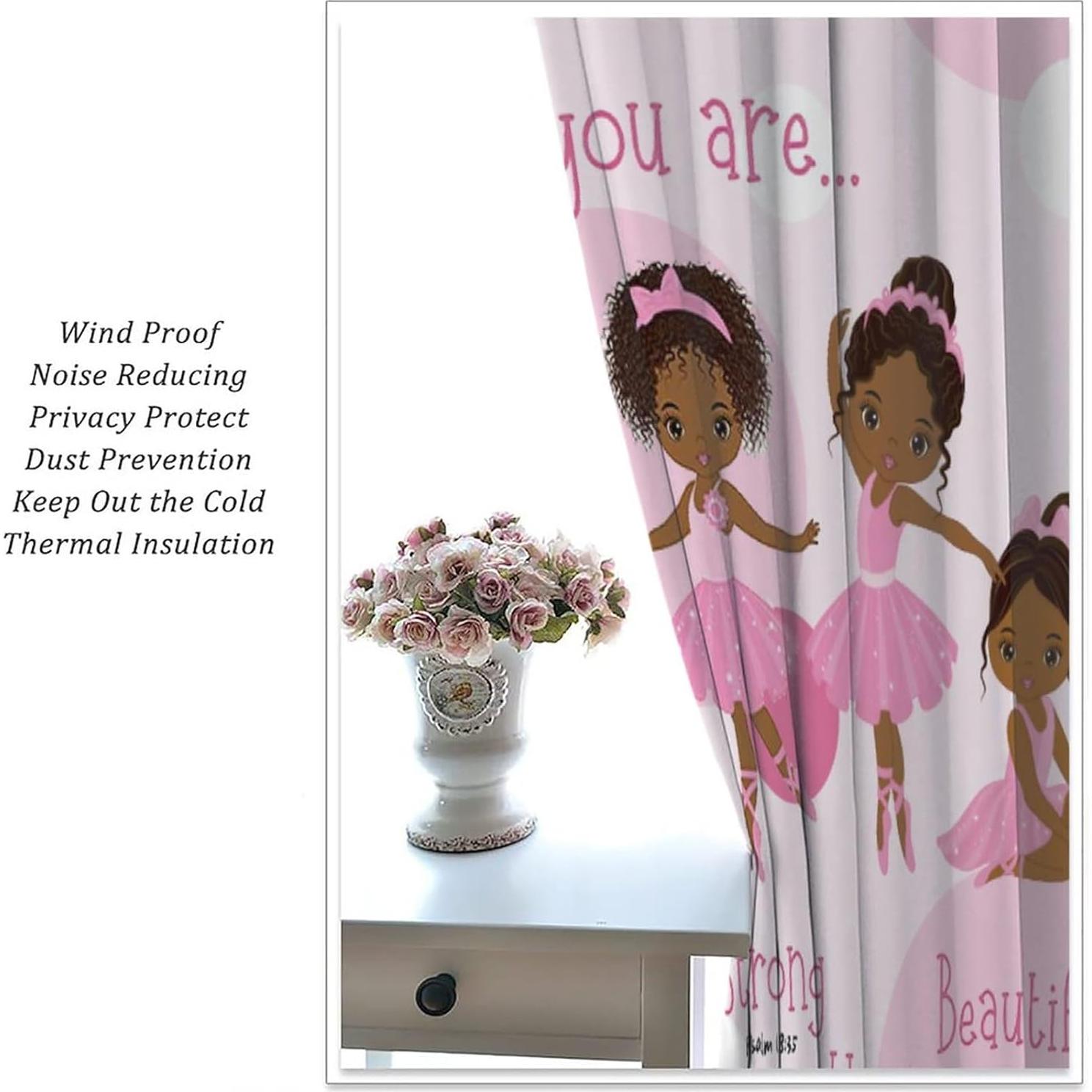 Cortinas para Niñas SXXLDNG 2 Paneles 53x113 cm Rosa