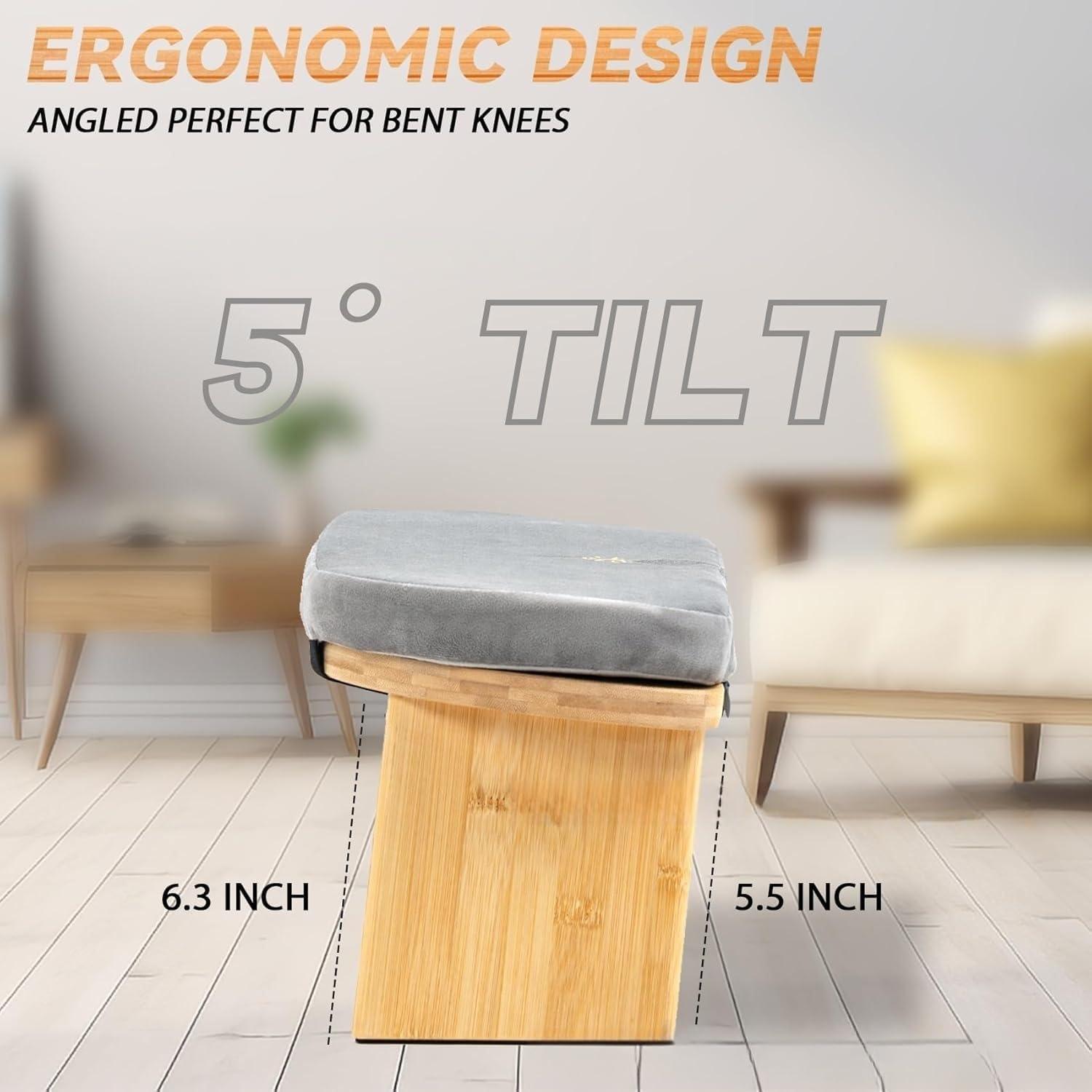 Banco de Meditación Plegable CiCixixi de Bambú con Cojín