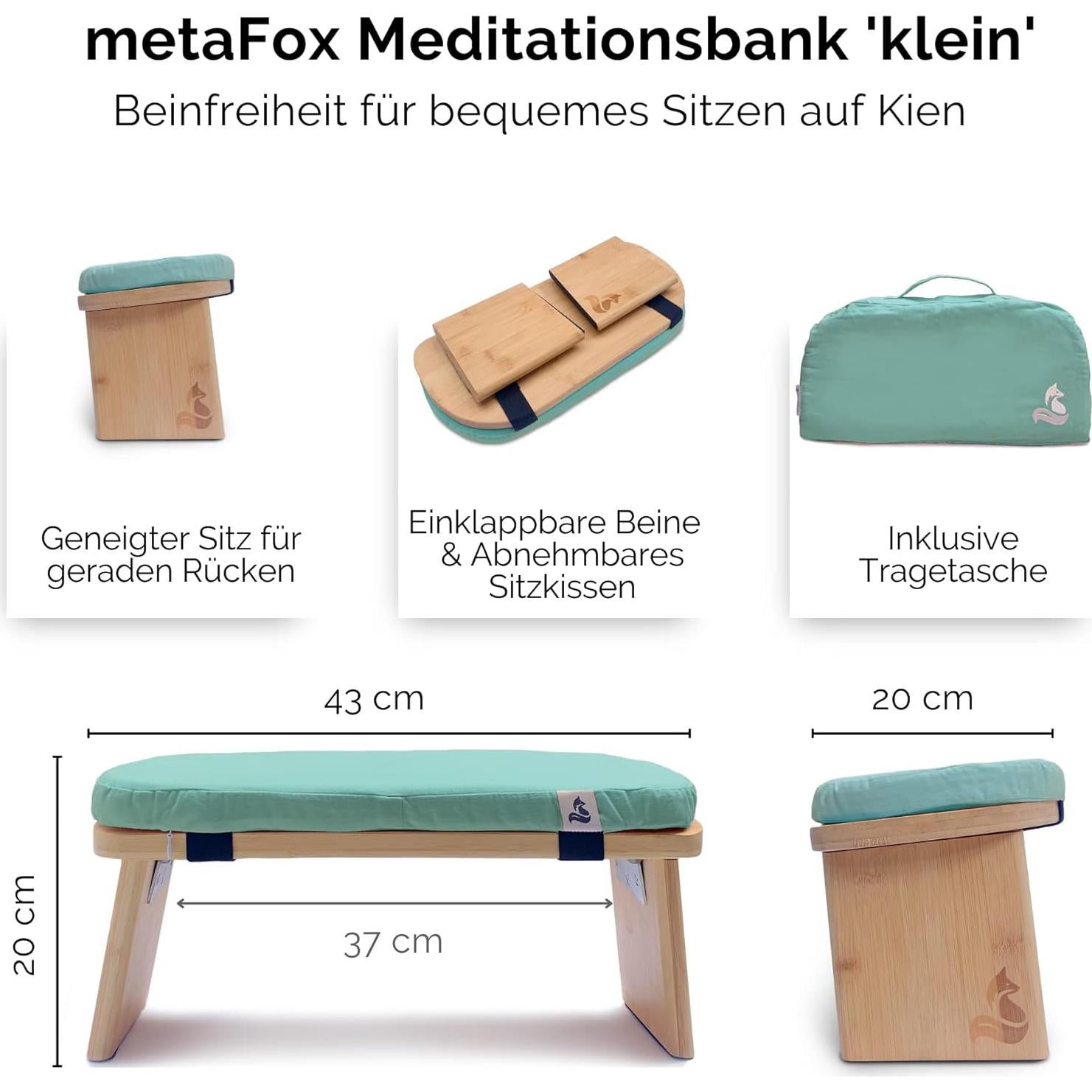 Banco de Meditación metaFox Plegable con Cojín Verde Azulado