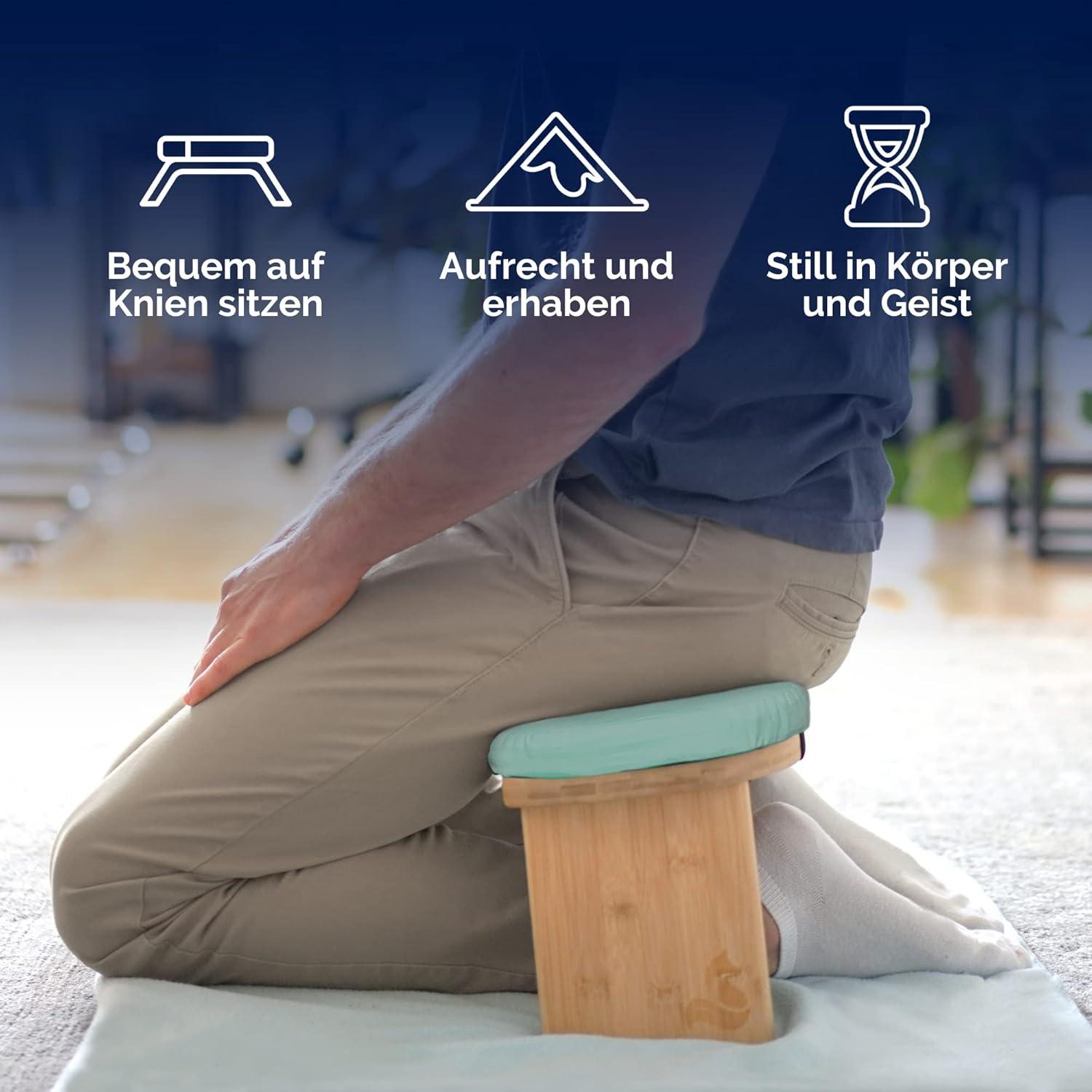 Banco de Meditación metaFox Plegable con Cojín Verde Azulado