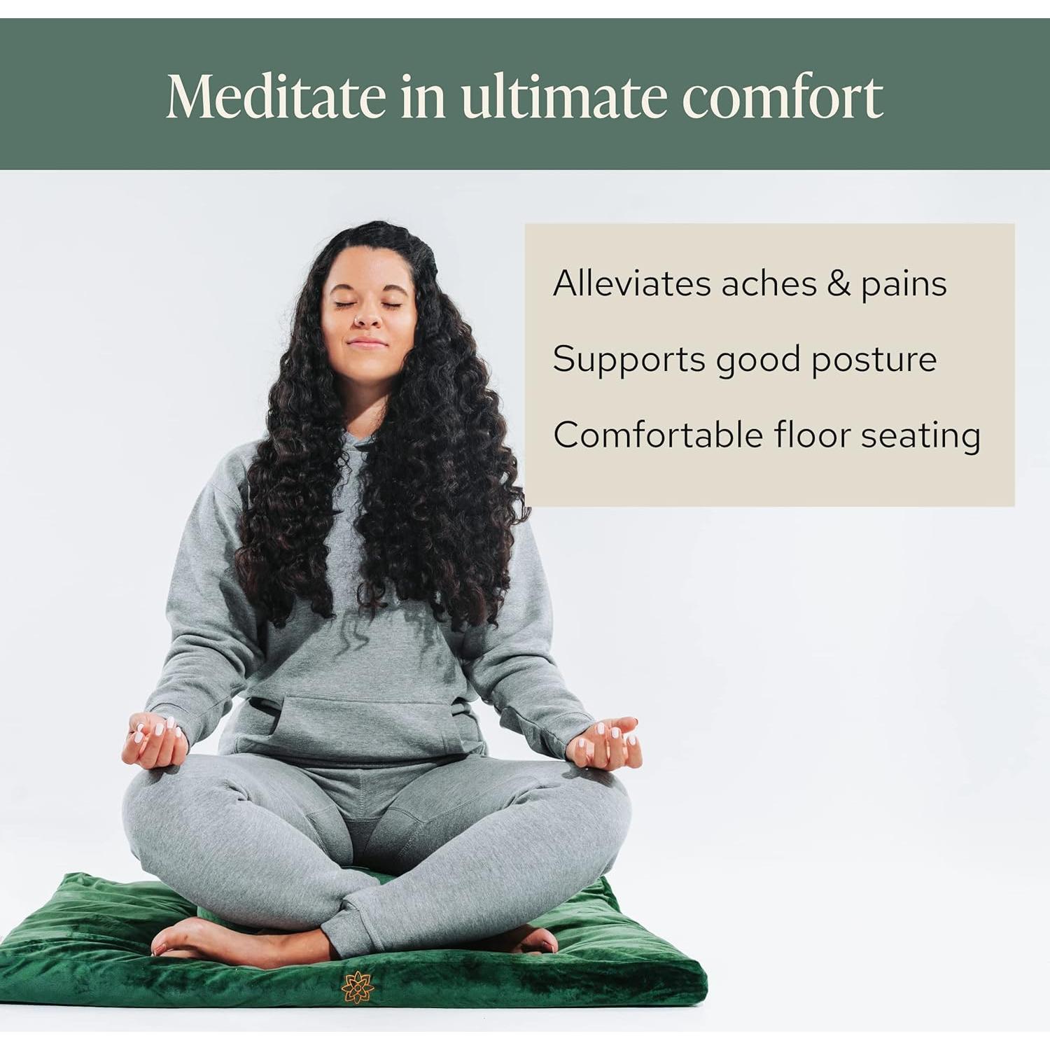 Alfombra de Meditación Zabuton Mindful Modern - Terciopelo Gris