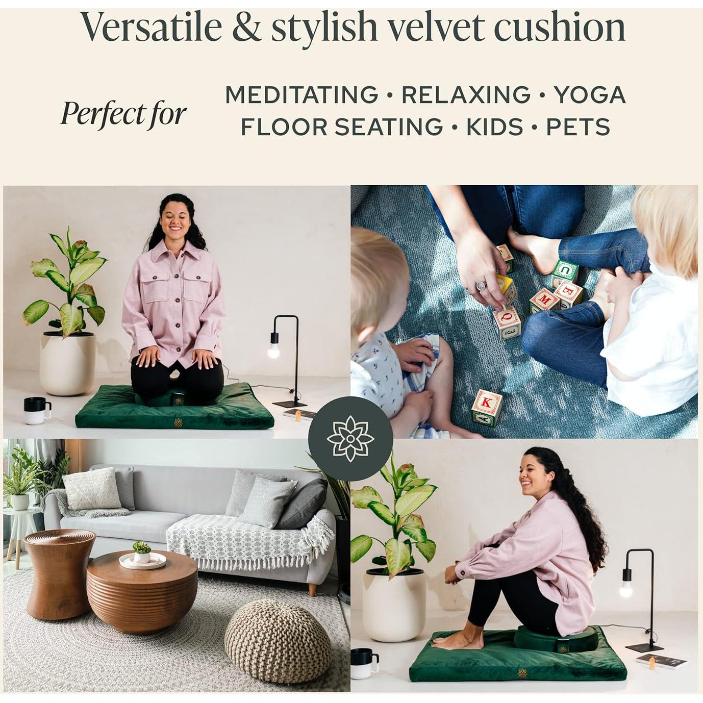 Alfombra de Meditación Zabuton Mindful Modern - Terciopelo Gris