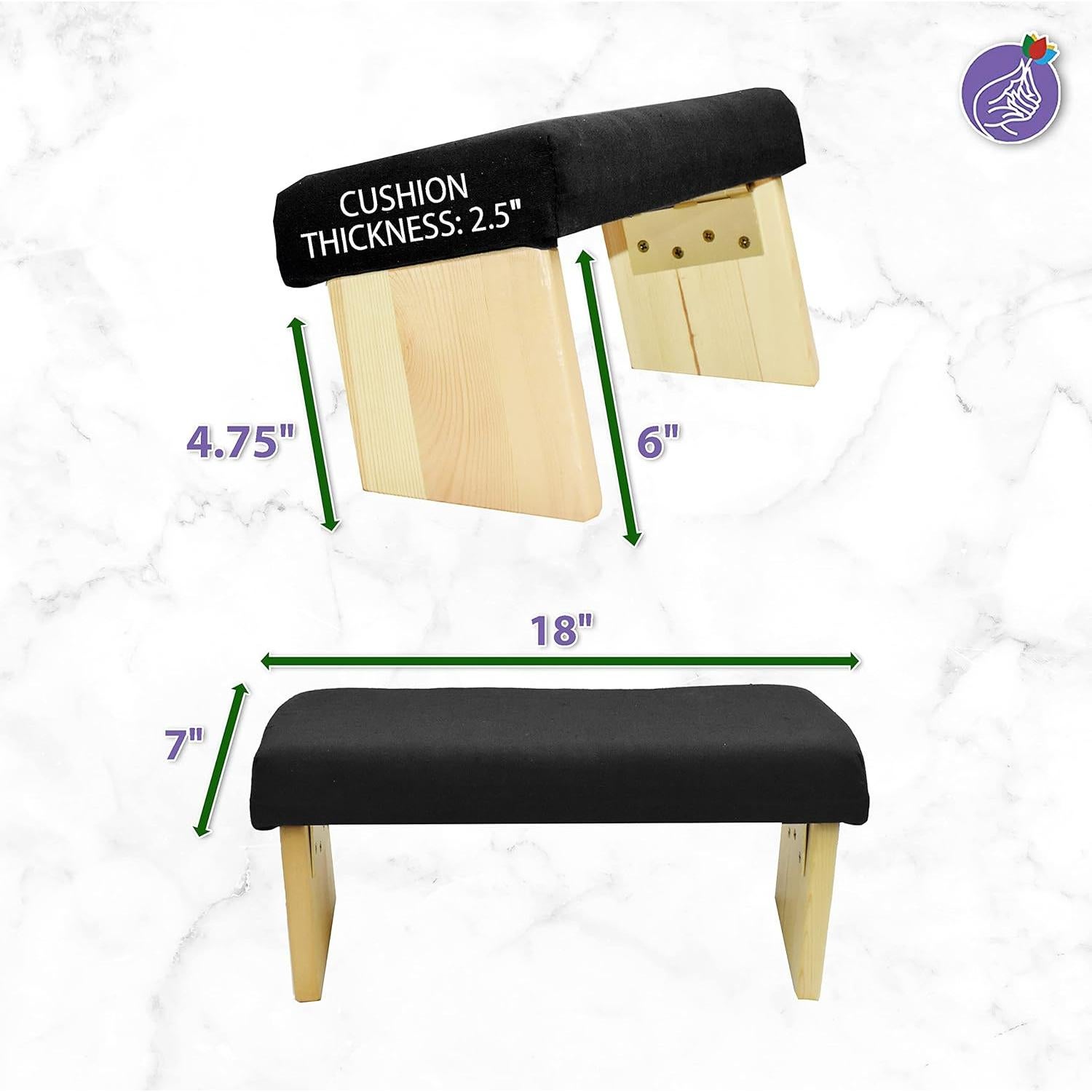 Banco de Meditación Plegable Mudra Crafts con Cojín Negro