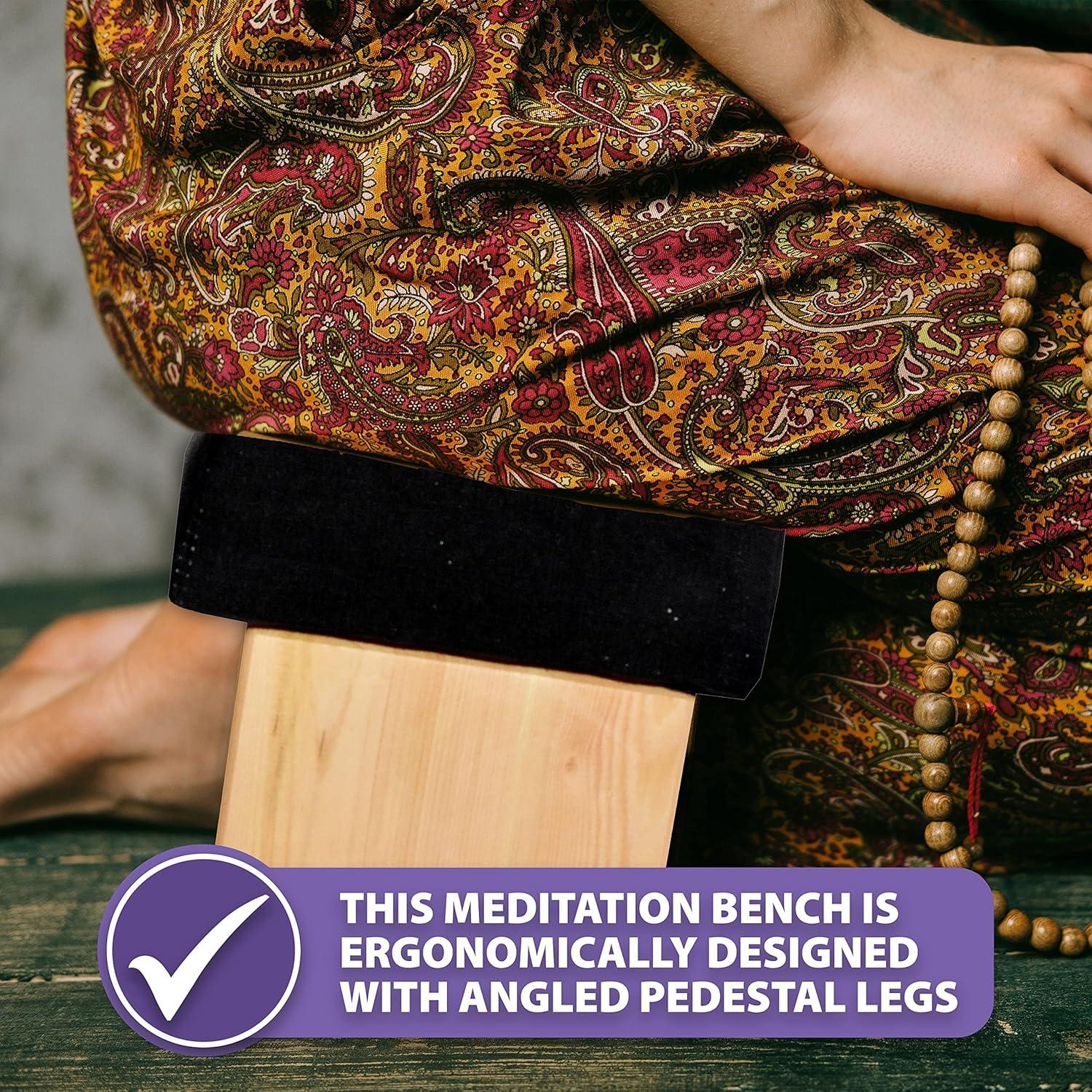 Banco de Meditación Plegable Mudra Crafts con Cojín Negro