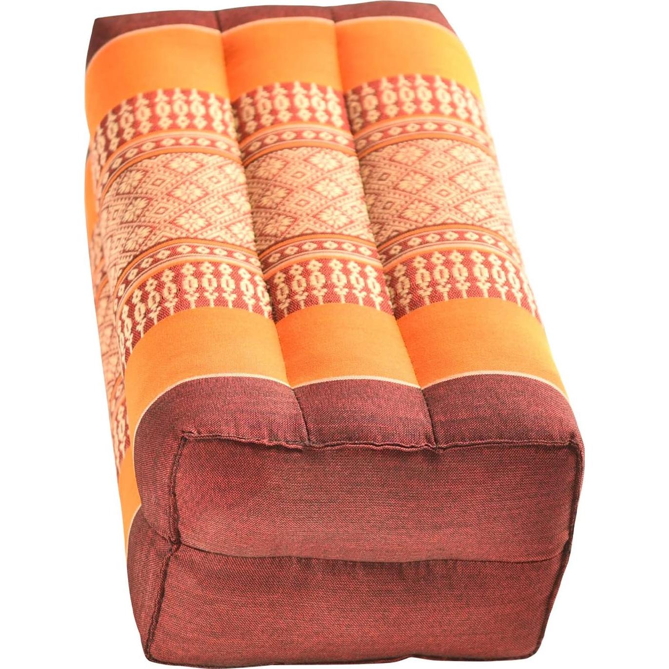 Cojín de Yoga Zafuko Burdeos/Naranja Relleno de Kapok 35.5x17.8cm