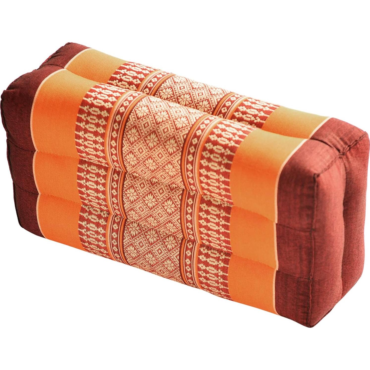Cojín de Yoga Zafuko Burdeos/Naranja Relleno de Kapok 35.5x17.8cm