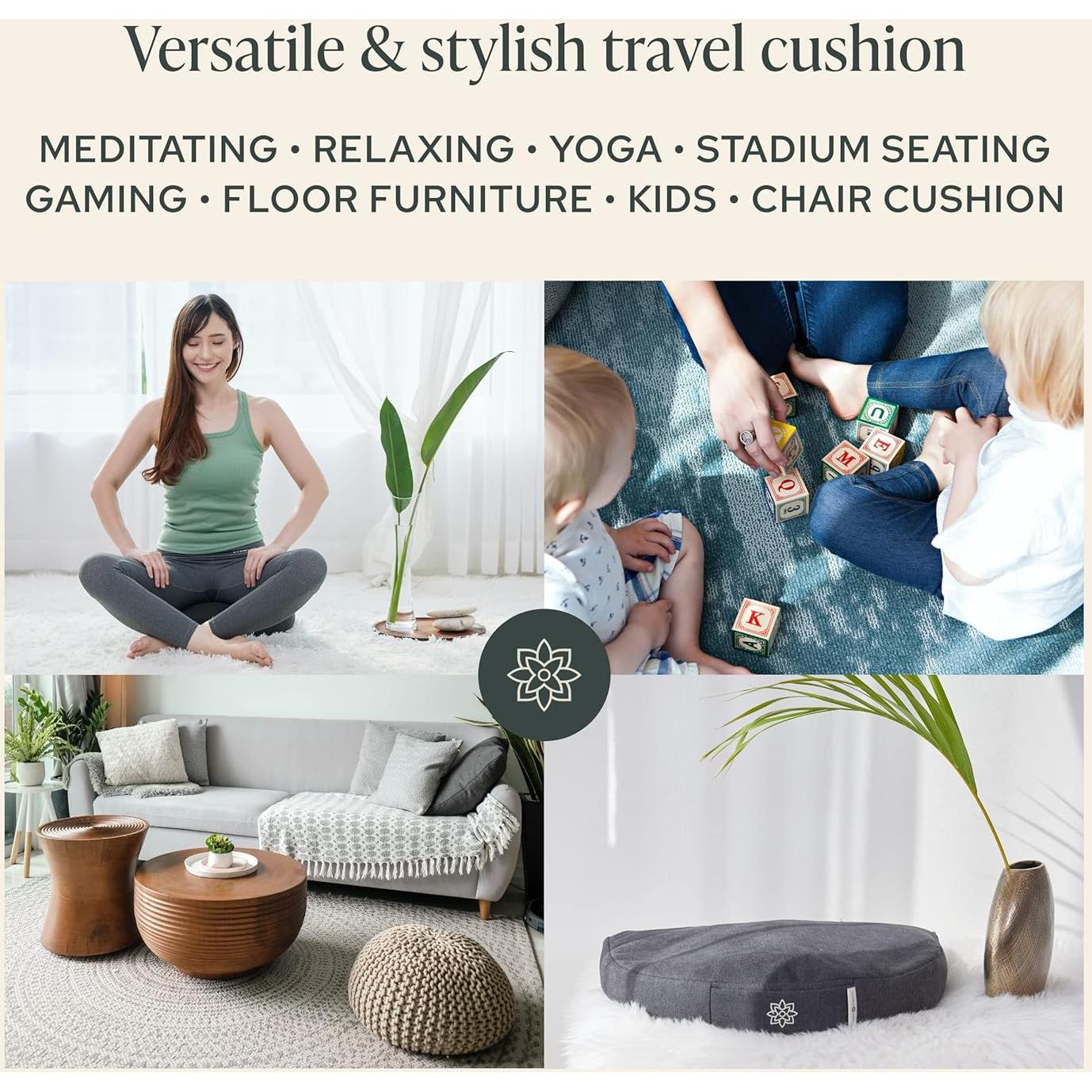 Cojín de Meditación Compacto Mindful Modern - Relleno de Cáscaras de Trigo Sarraceno