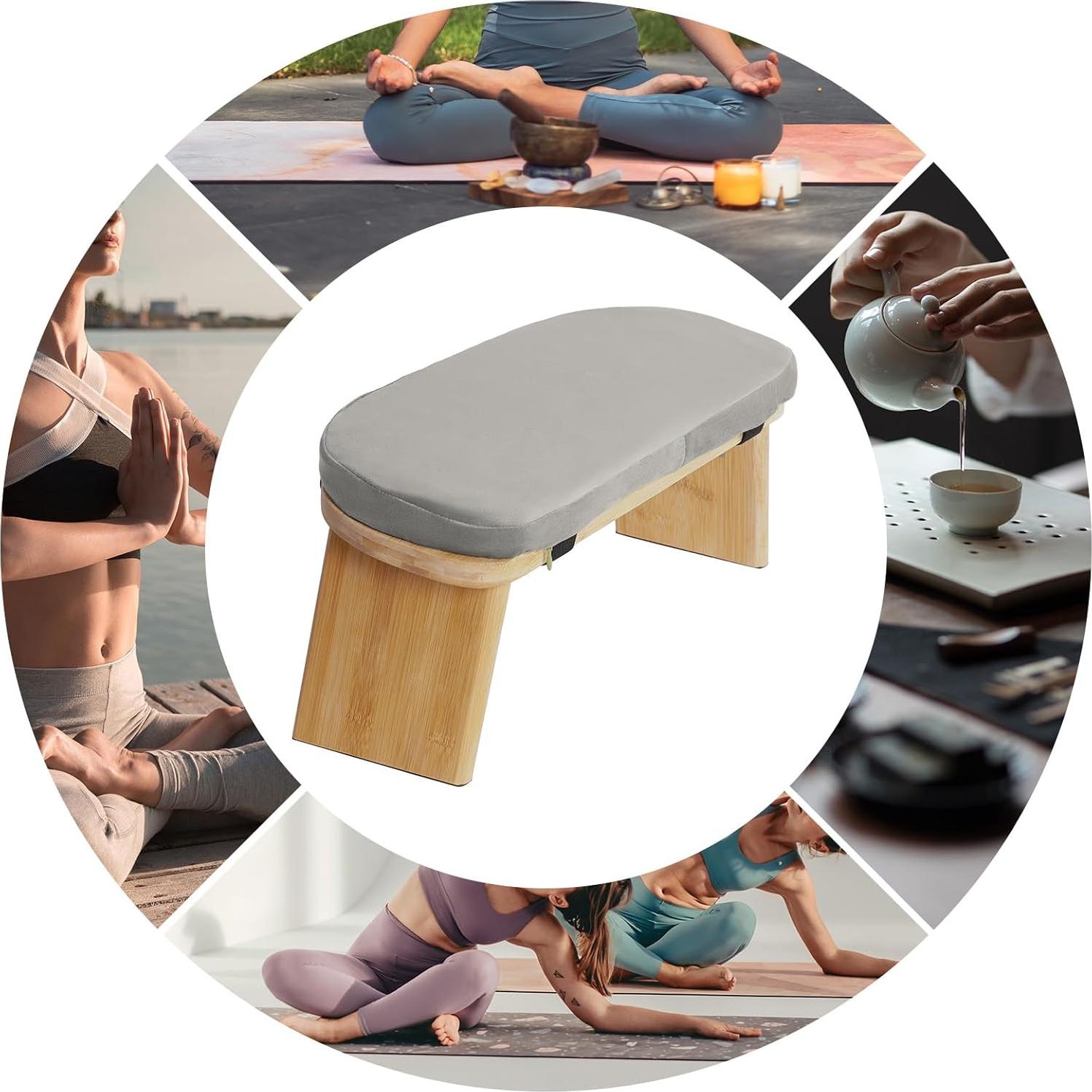 Banco de Meditación Plegable Netcoin con Cojín y Bolsa Gris