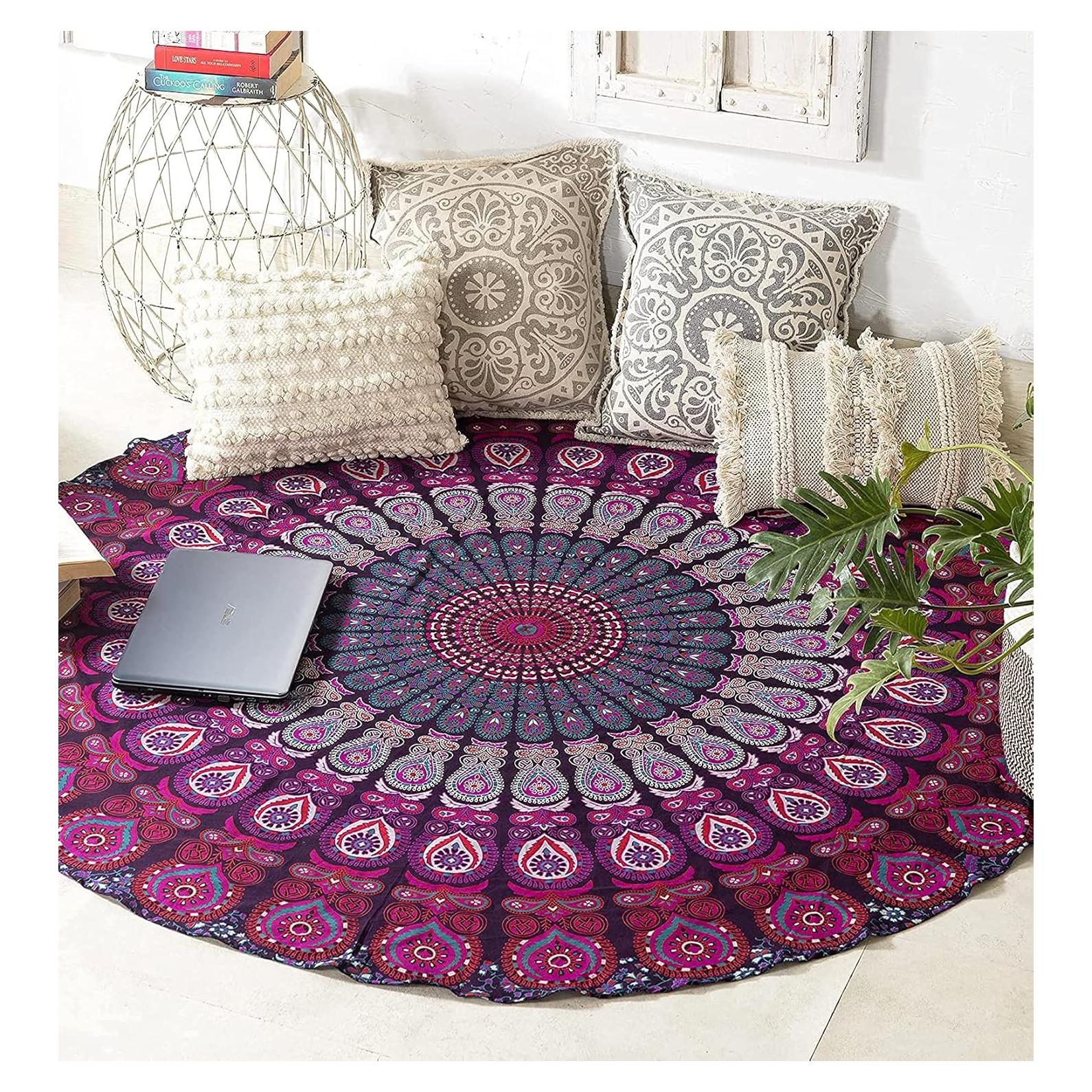Tapiz Redondo de Algodón Raajsee Mandala 178 cm Boho