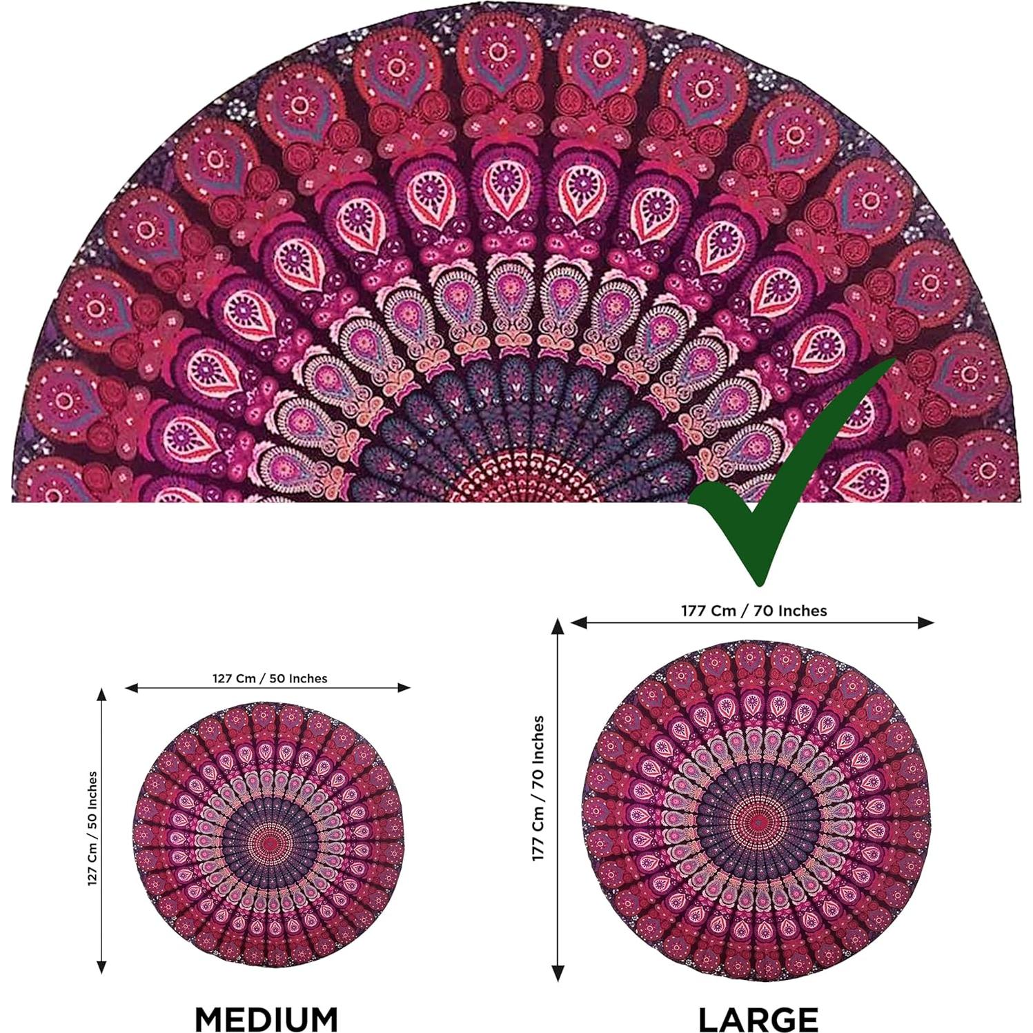 Tapiz Redondo de Algodón Raajsee Mandala 178 cm Boho