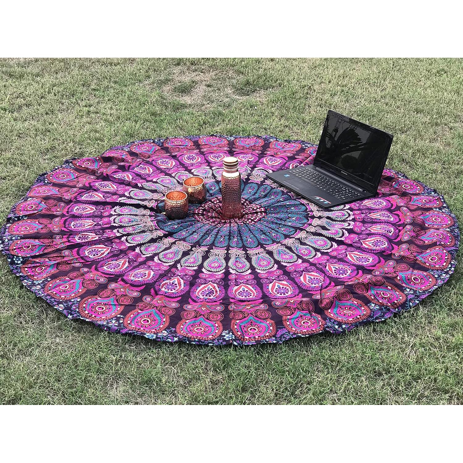 Tapiz Redondo de Algodón Raajsee Mandala 178 cm Boho