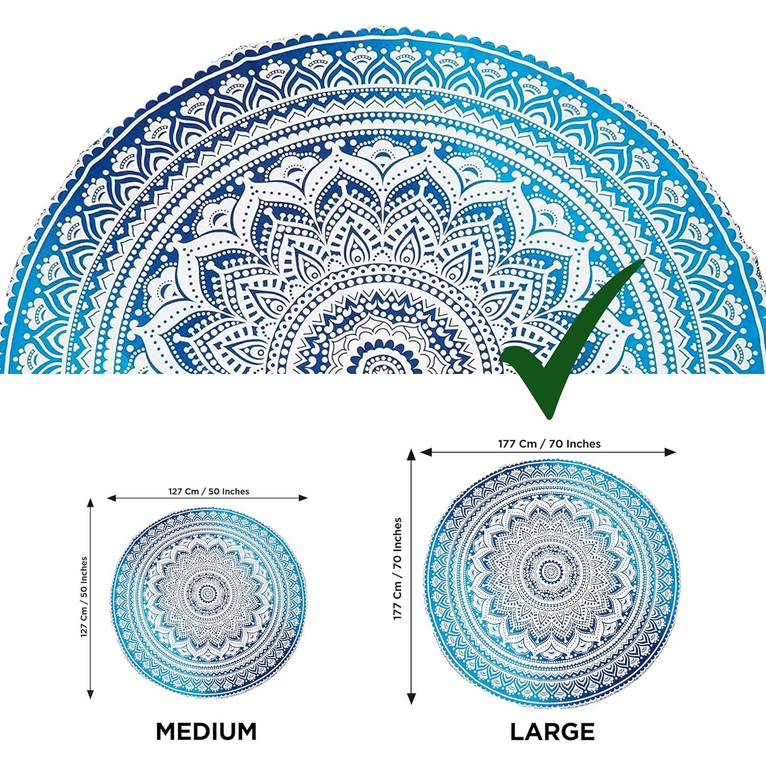 Tapiz Redondo de Algodón Raajsee 178 cm Mandala Bohemio