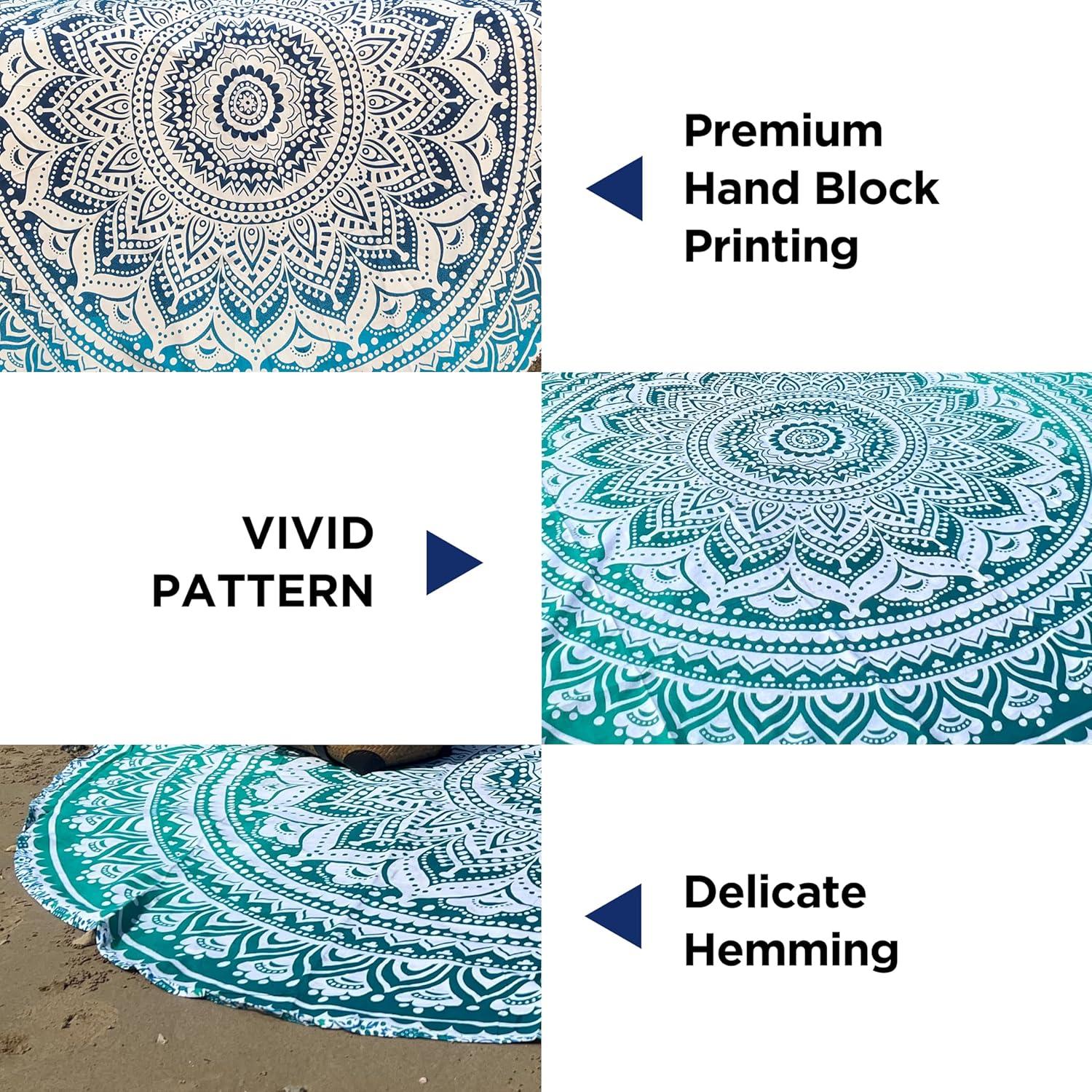 Tapiz Redondo de Algodón Raajsee 178 cm Mandala Bohemio