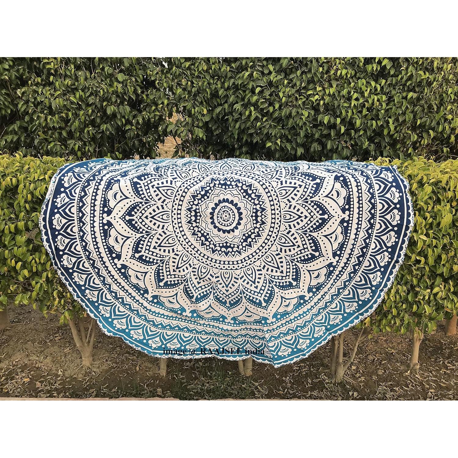 Tapiz Redondo de Algodón Raajsee 178 cm Mandala Bohemio