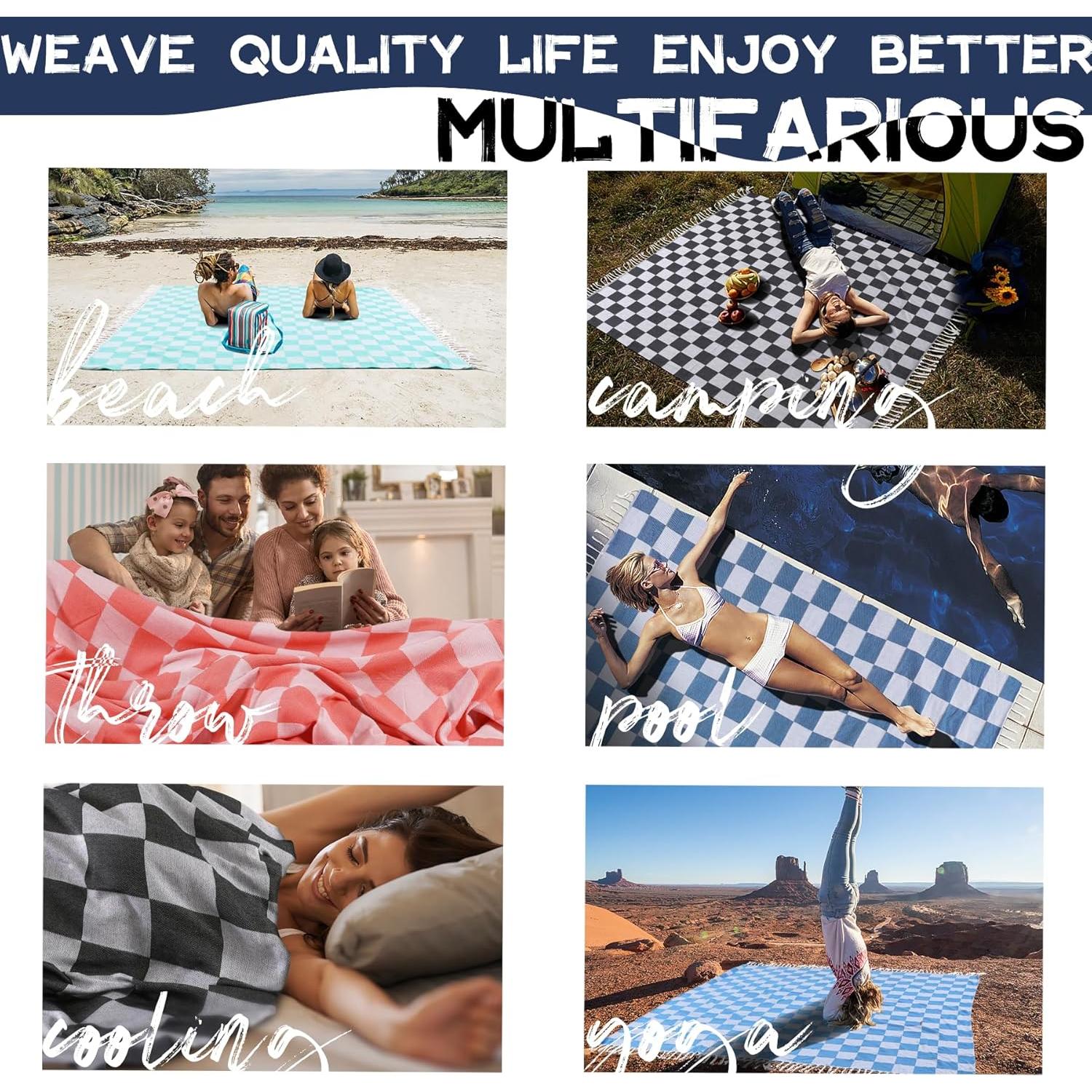 Manta de Playa Genovega Extra Grande 127x178 cm Púrpura Cuadros