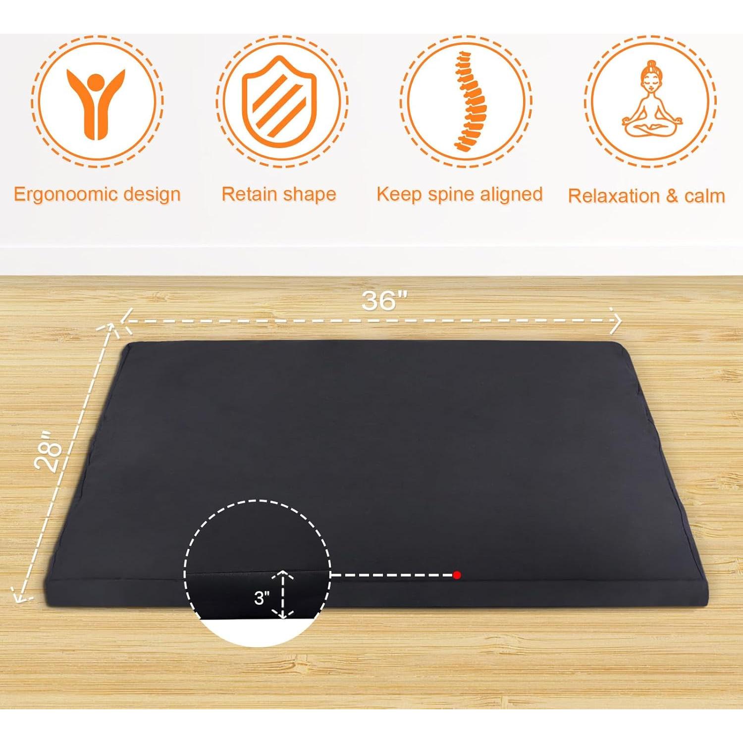 Mat de Meditación FelizMax 91x71cm Algodón Orgánico Gris