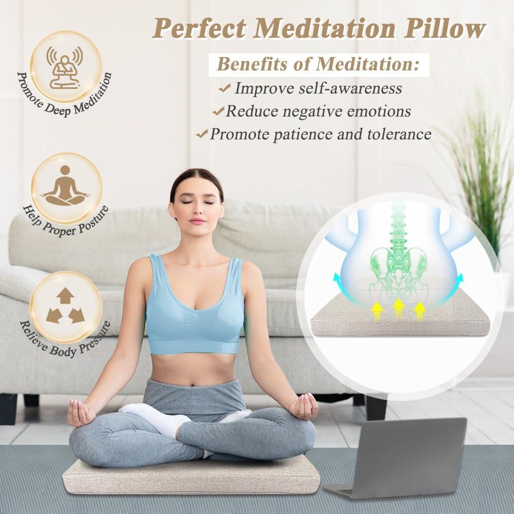 Cojín de Suelo Plegable ECISZ para Meditación 61x61 cm Caqui